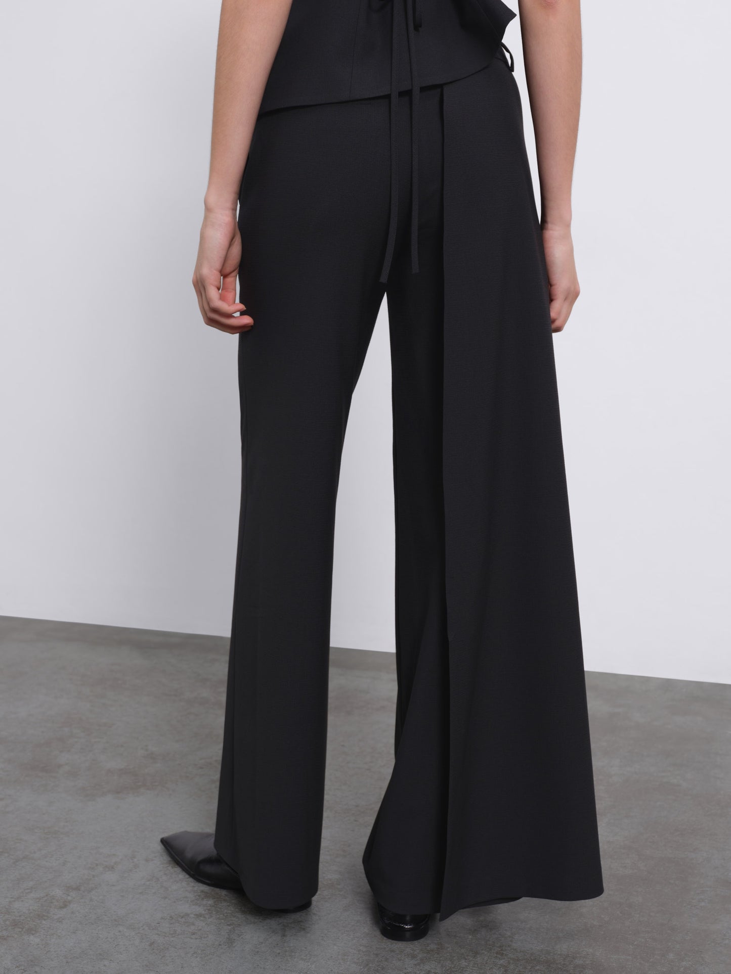Calin Overlay Wide-Leg Trousers — Black