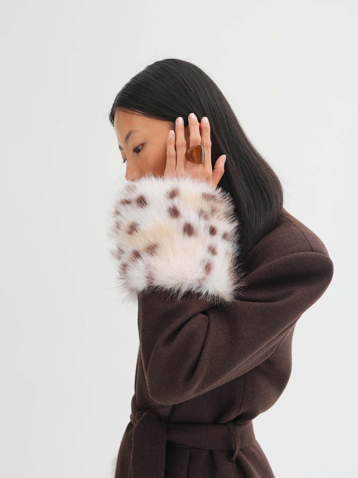 Lyra Fur Cuff Belted Wool Coat