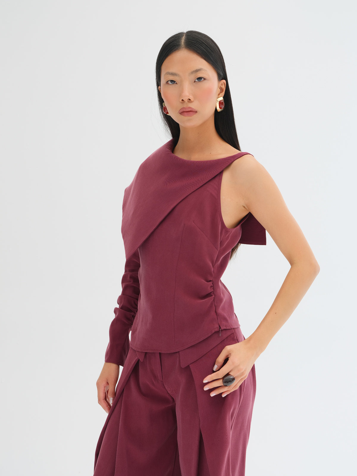 Livia Asymmetric Cape Top