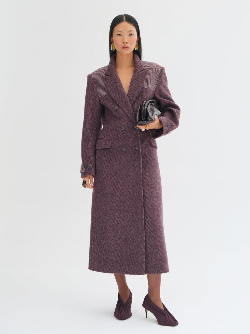Maura Contrast-Panel Wool Coat