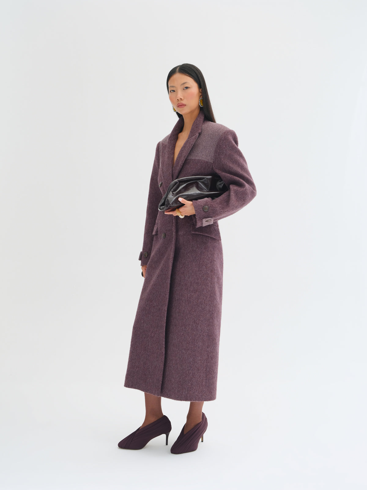 Maura Contrast-Panel Wool Coat