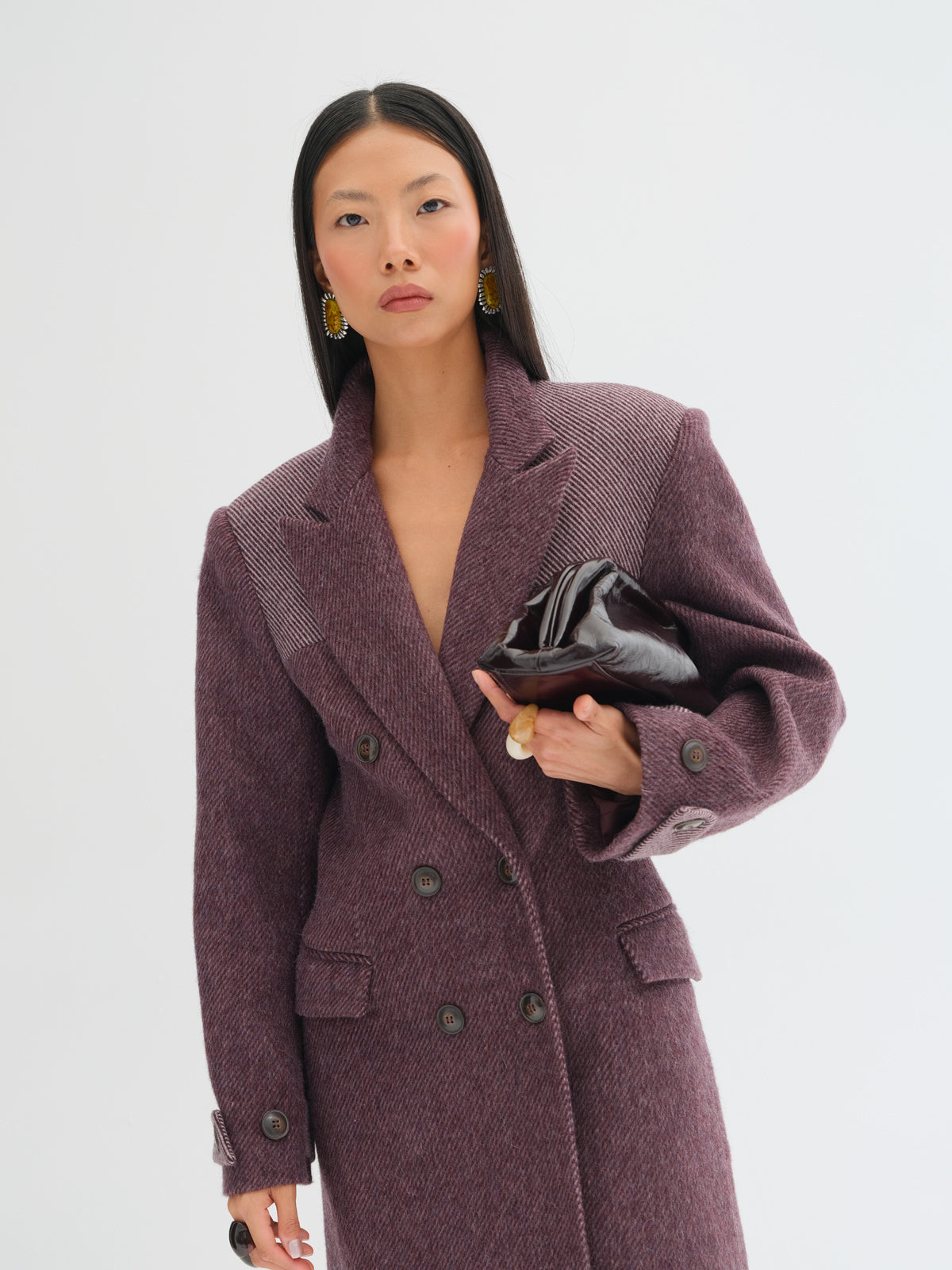 Maura Contrast-Panel Wool Coat