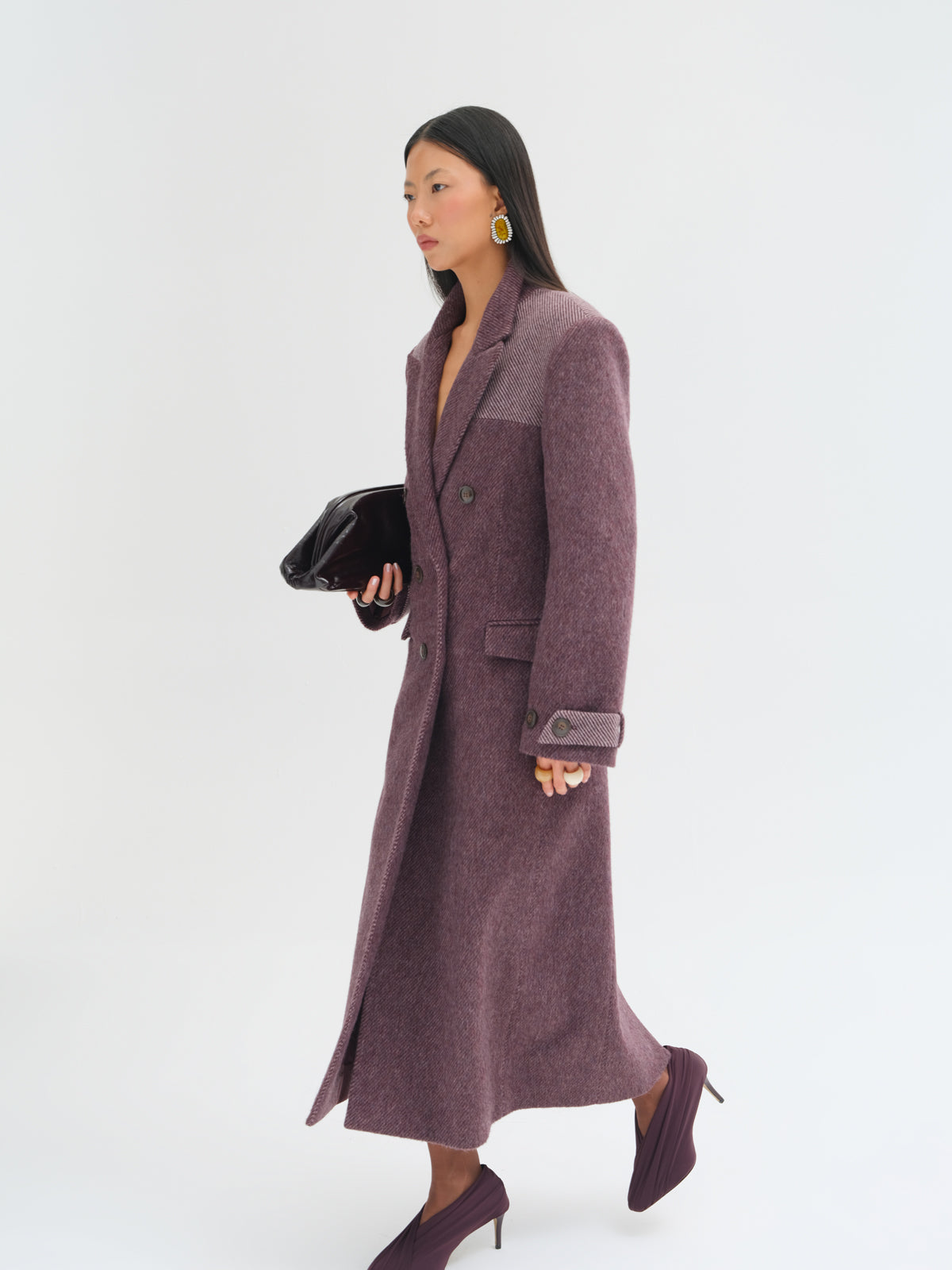 Maura Contrast-Panel Wool Coat
