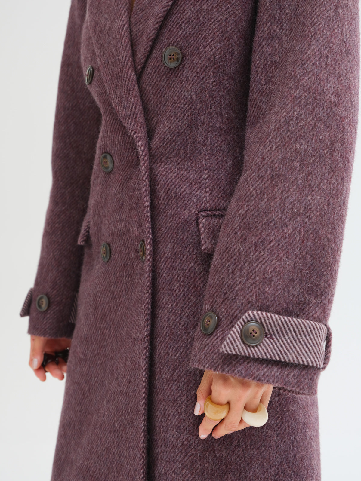 Maura Contrast-Panel Wool Coat