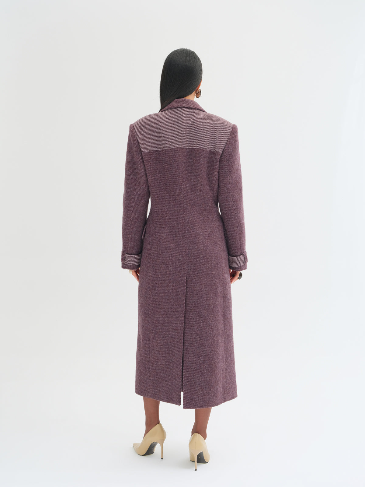 Maura Contrast-Panel Wool Coat
