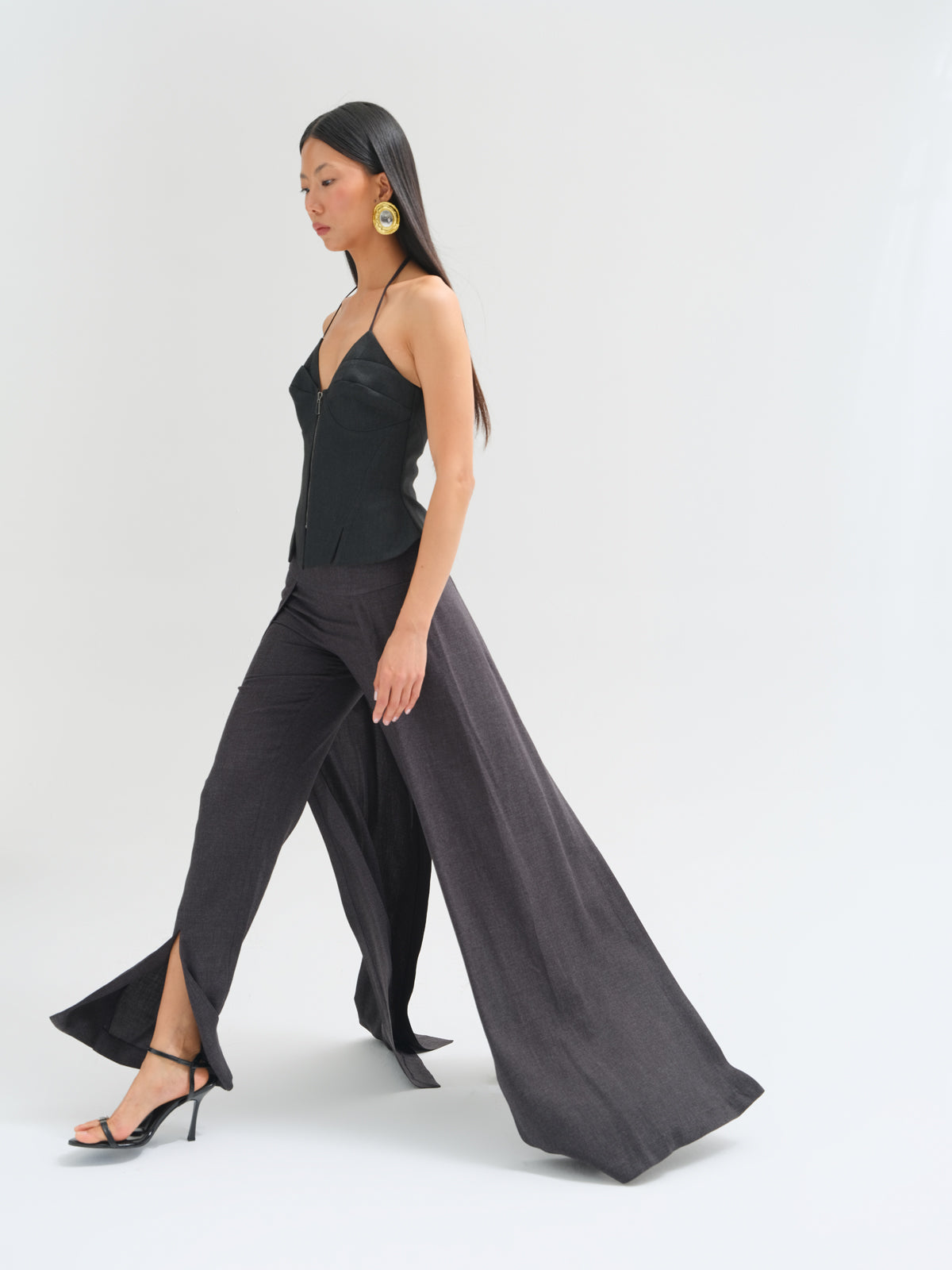 Tiera Layered Wide-Leg Trousers