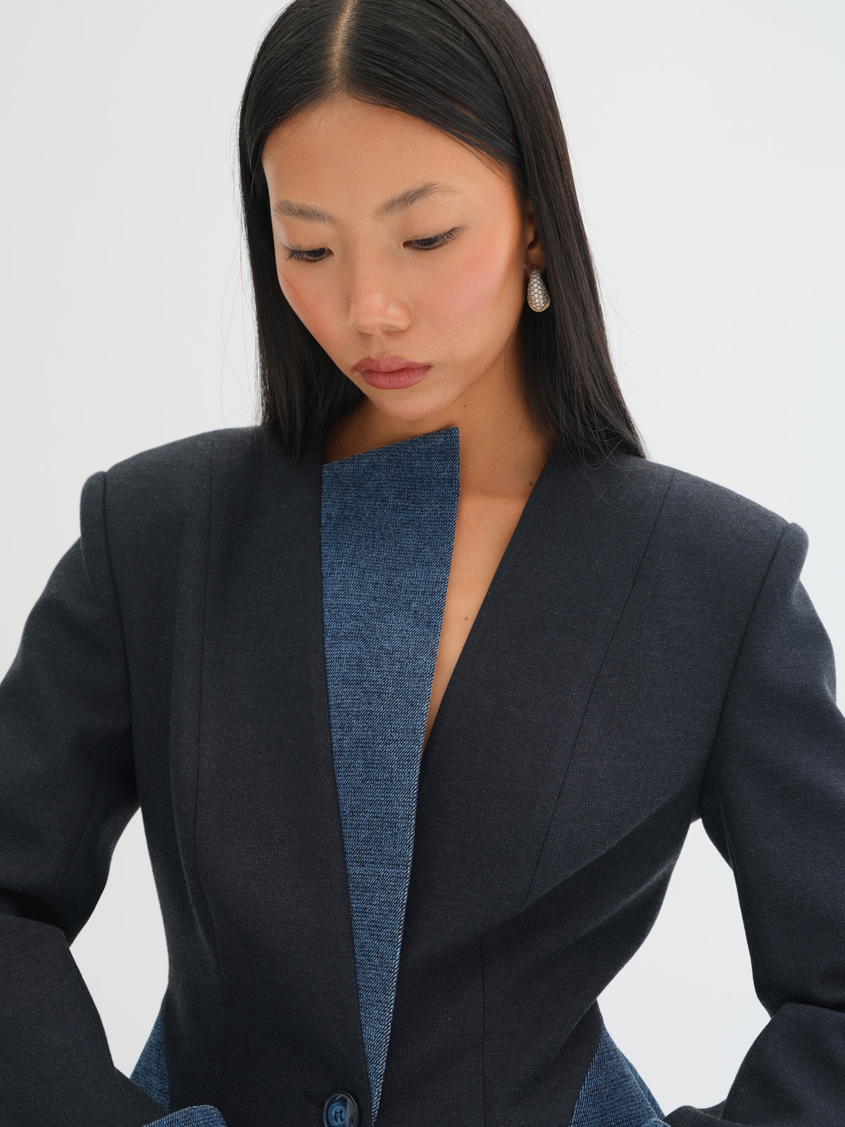 Nera Contrast-Panel Tailored Blazer