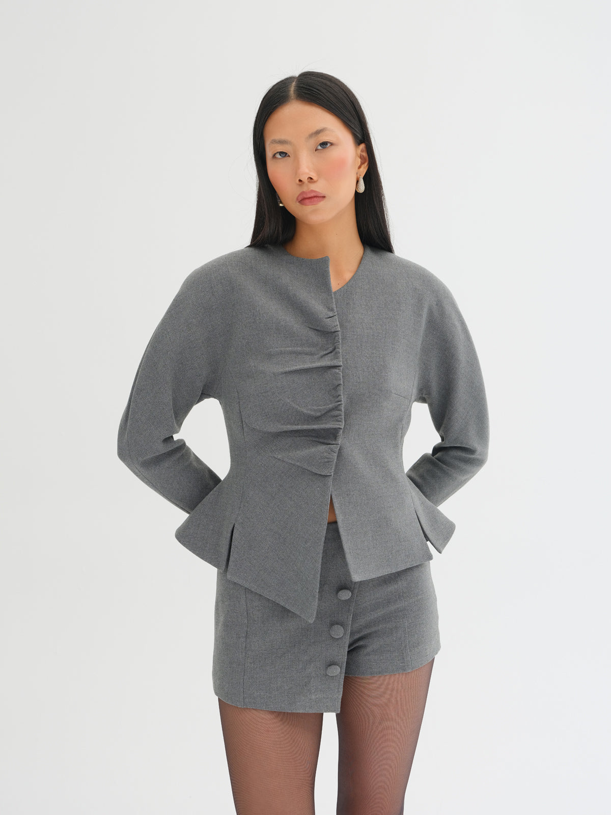 Soren Asymmetric Gathered Jacket