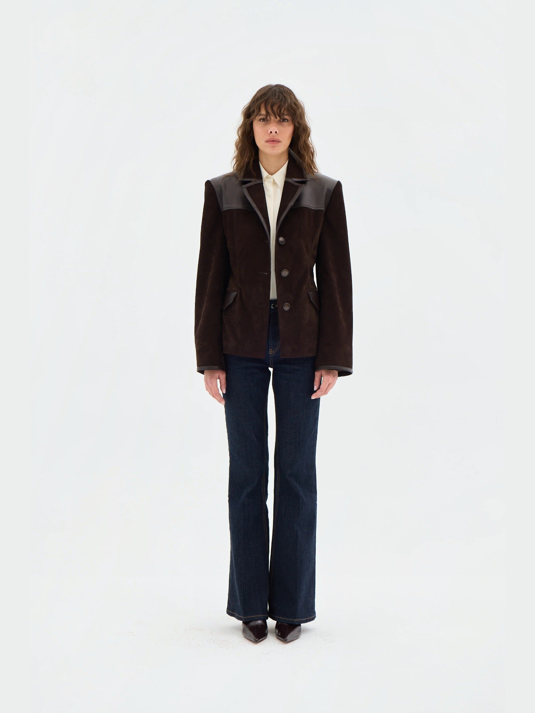 Freya Leather-Panel Suede Jacket