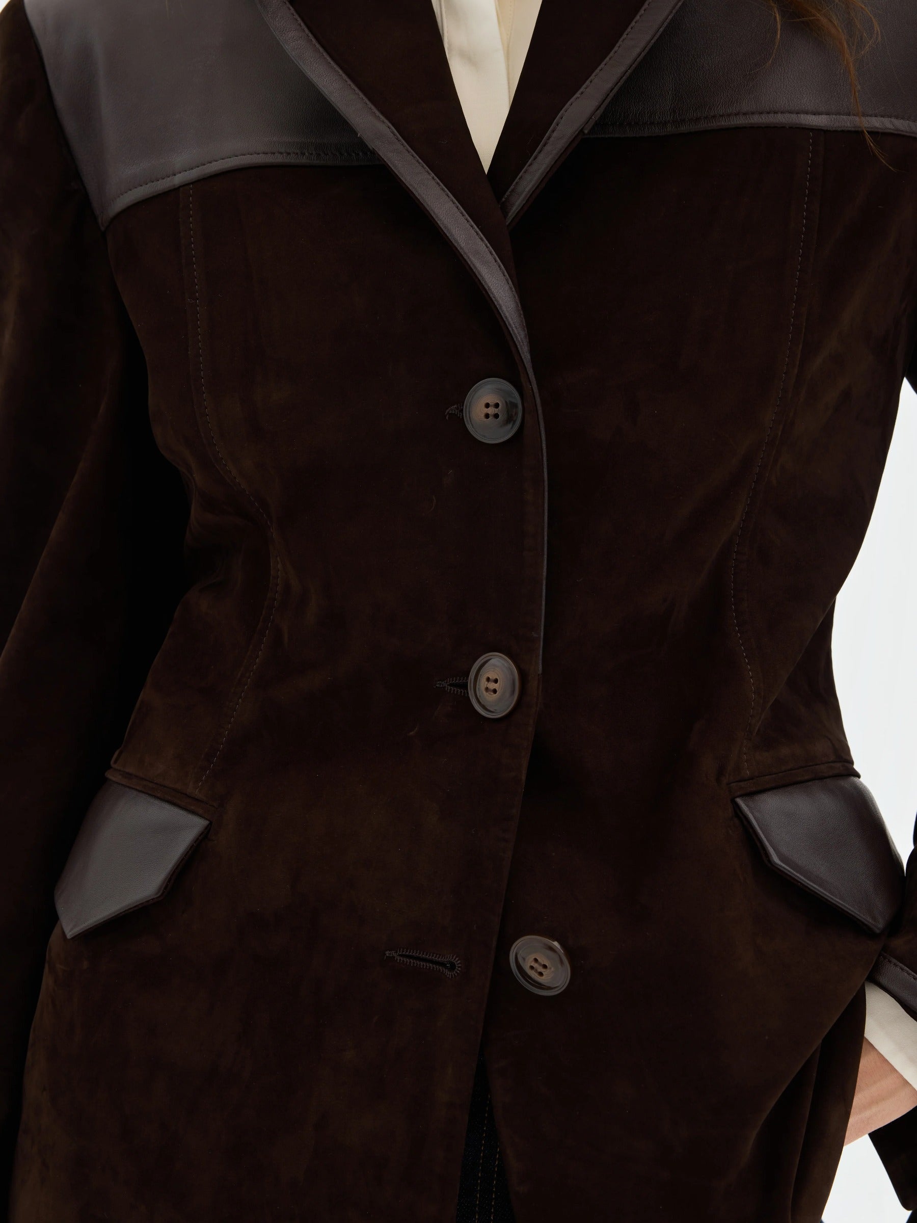Freya Leather-Panel Suede Jacket