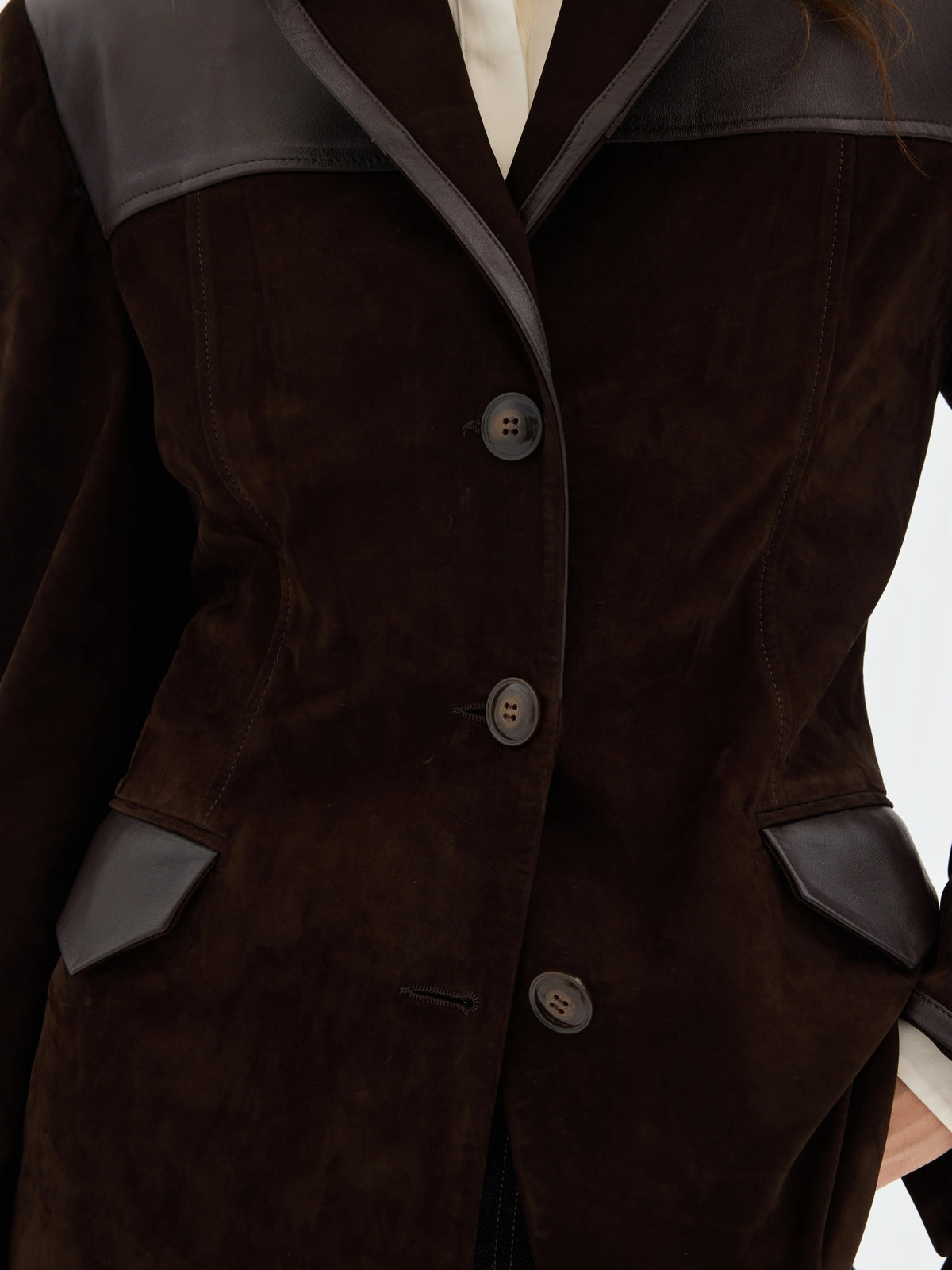 Freya Leather-Panel Suede Jacket
