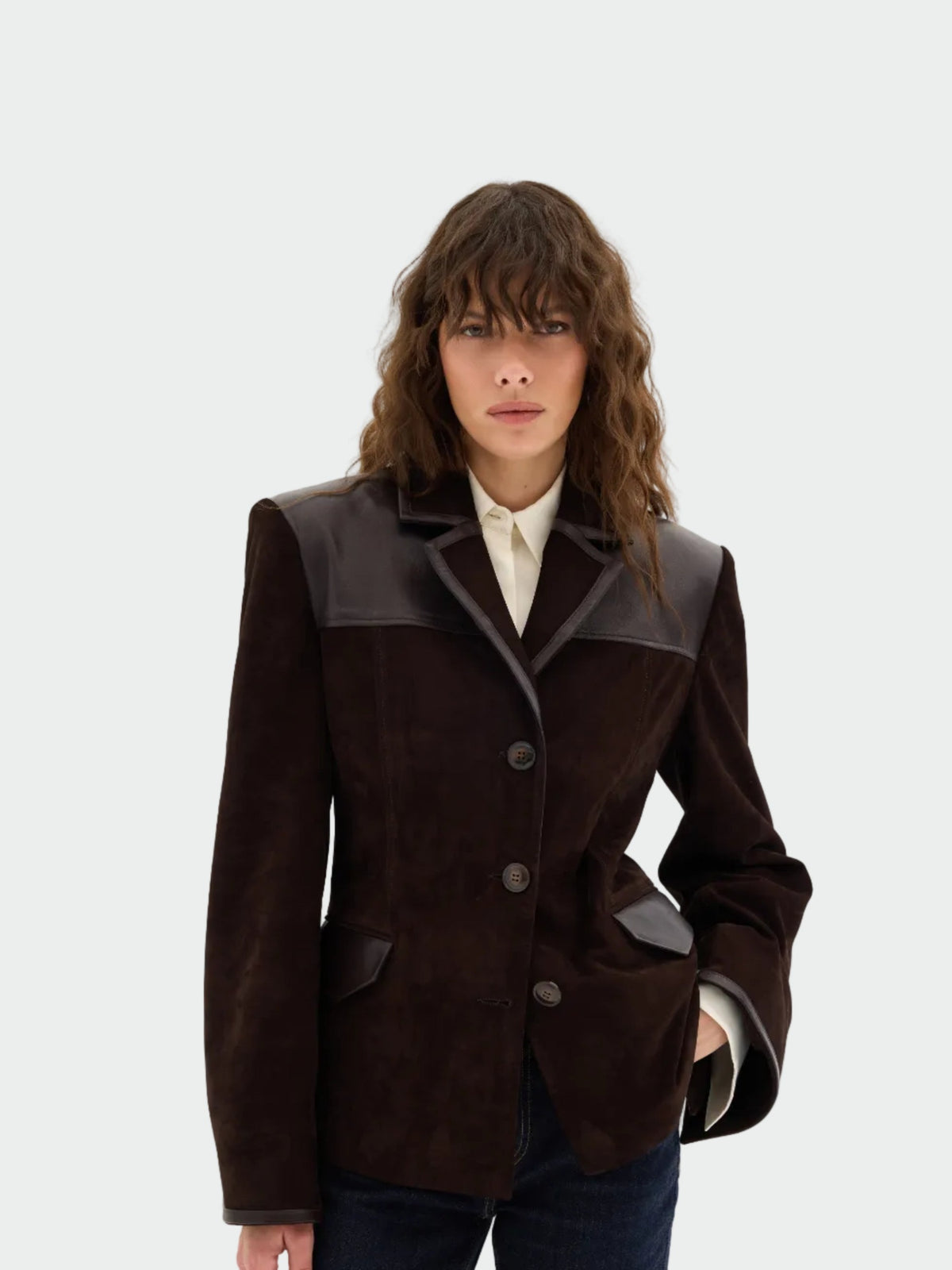 Freya Leather-Panel Suede Jacket