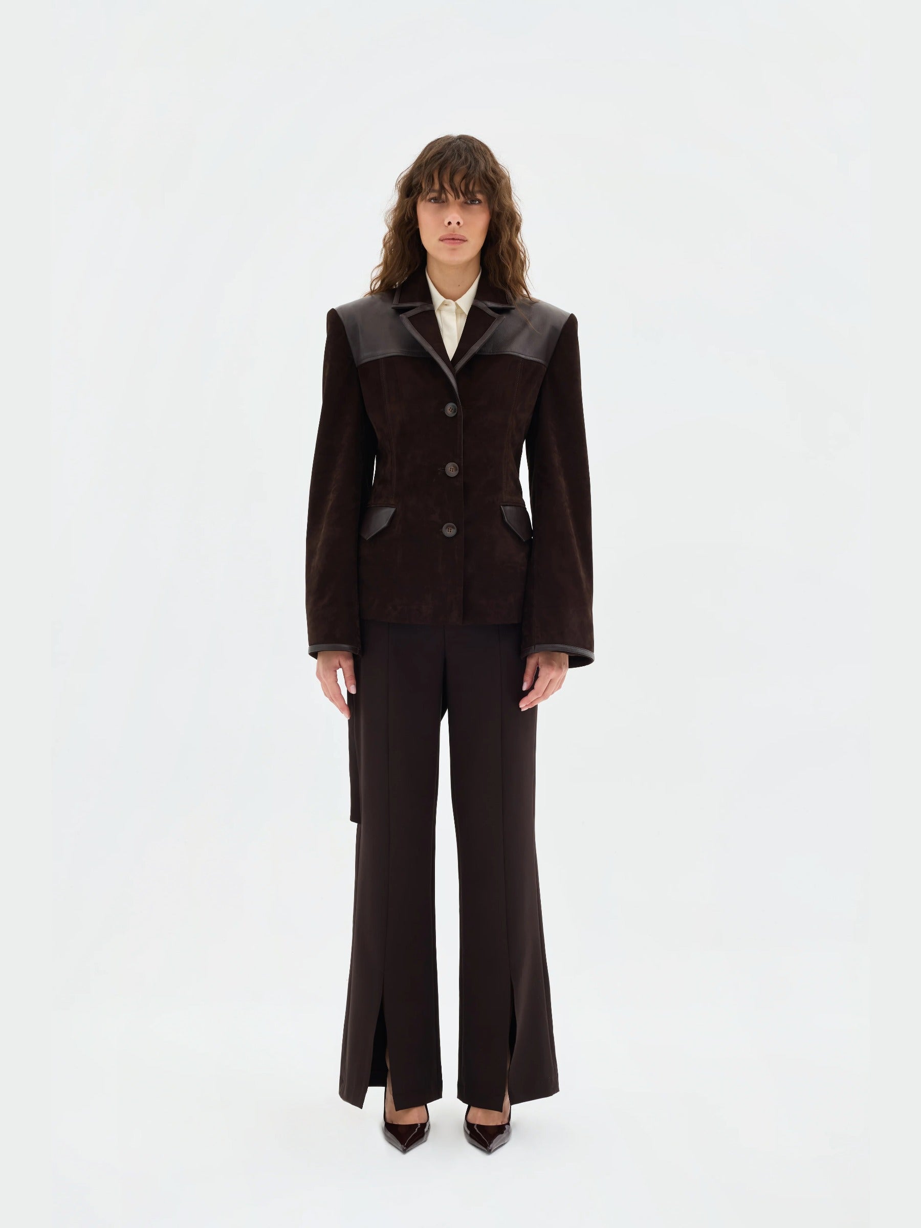 Freya Leather-Panel Suede Jacket