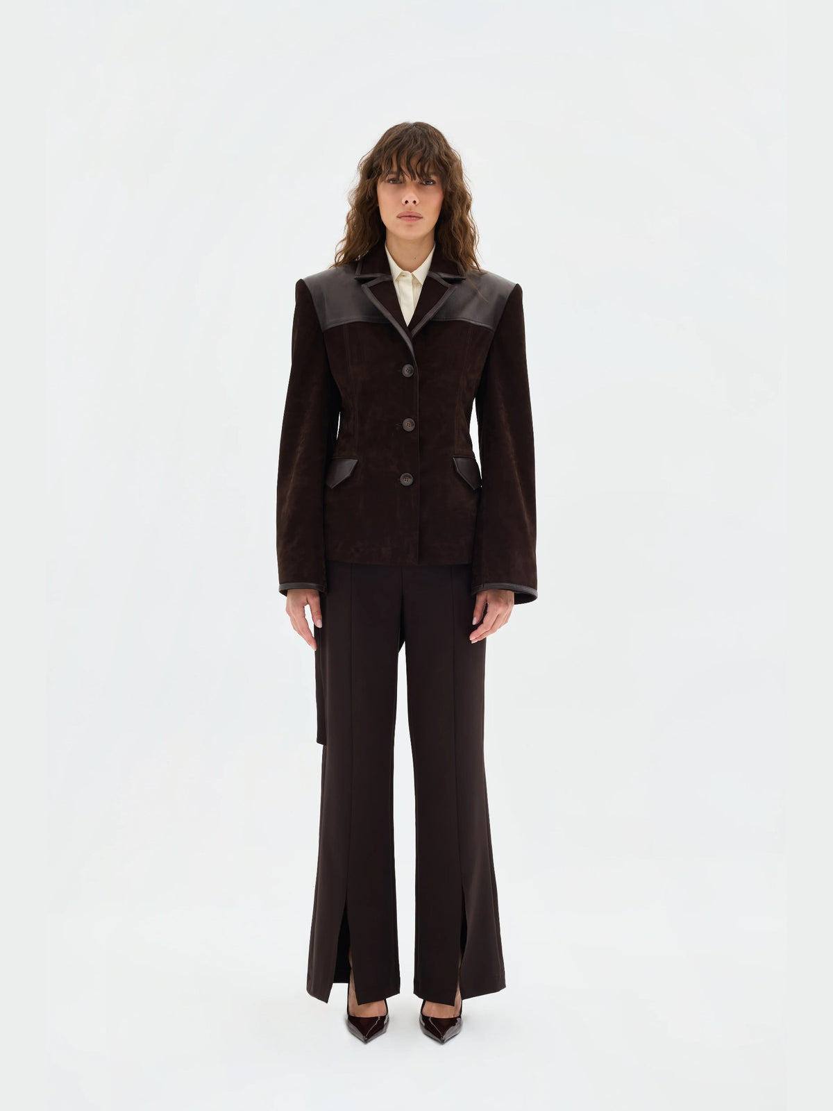 Freya Leather-Panel Suede Jacket