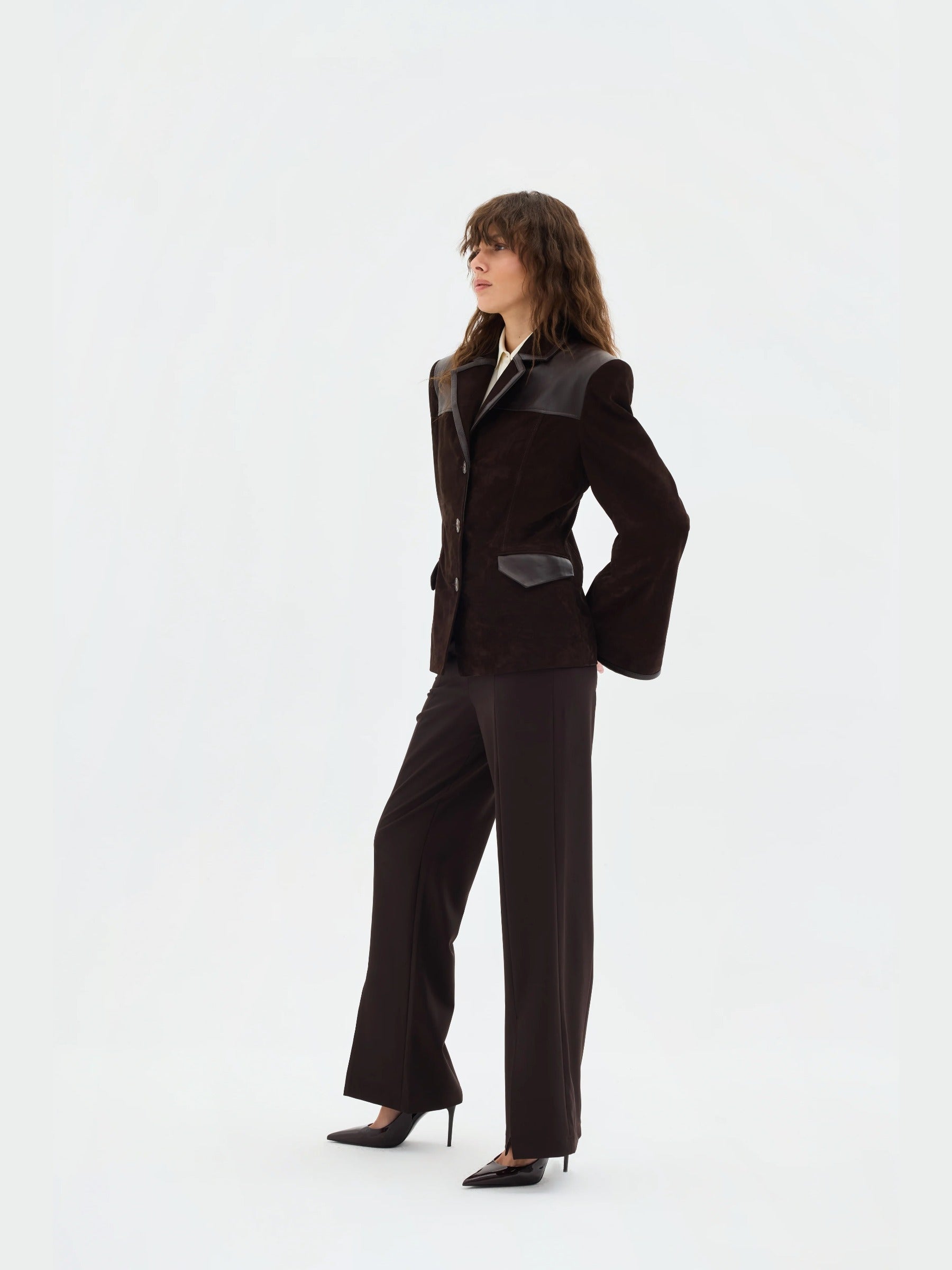 Freya Leather-Panel Suede Jacket