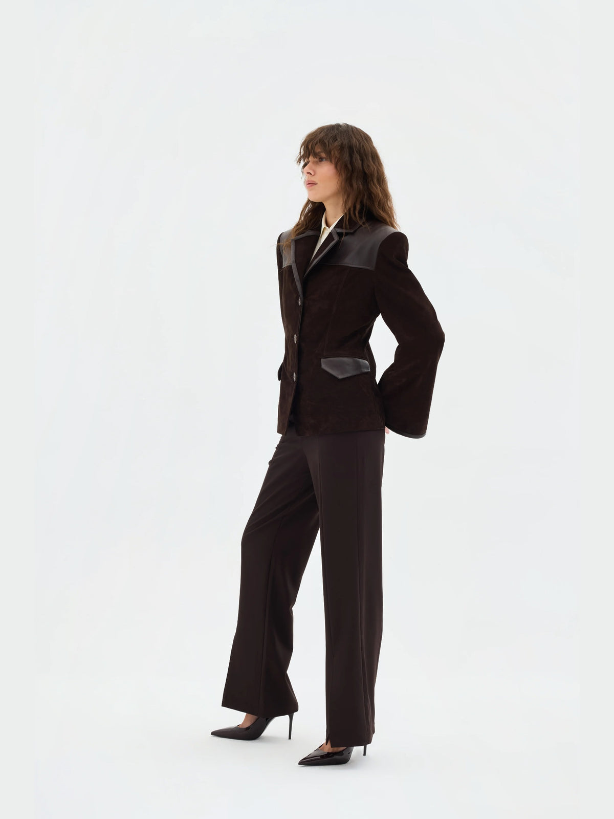 Freya Leather-Panel Suede Jacket