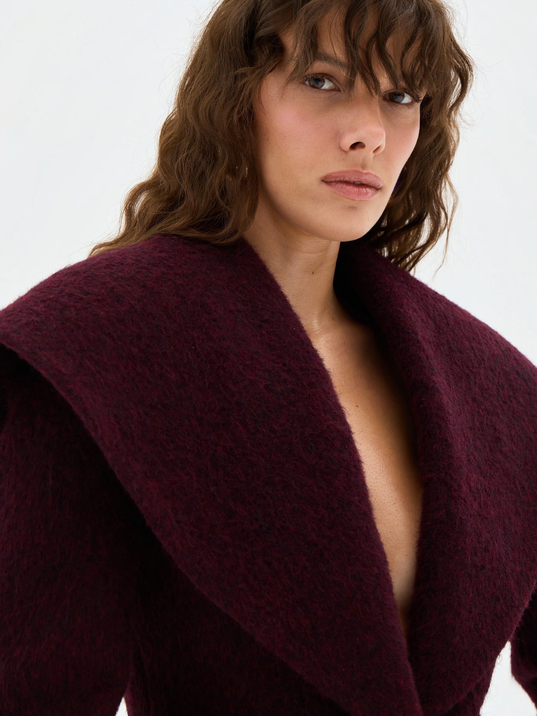 Alba Oversized Cape-Collar Wool Coat