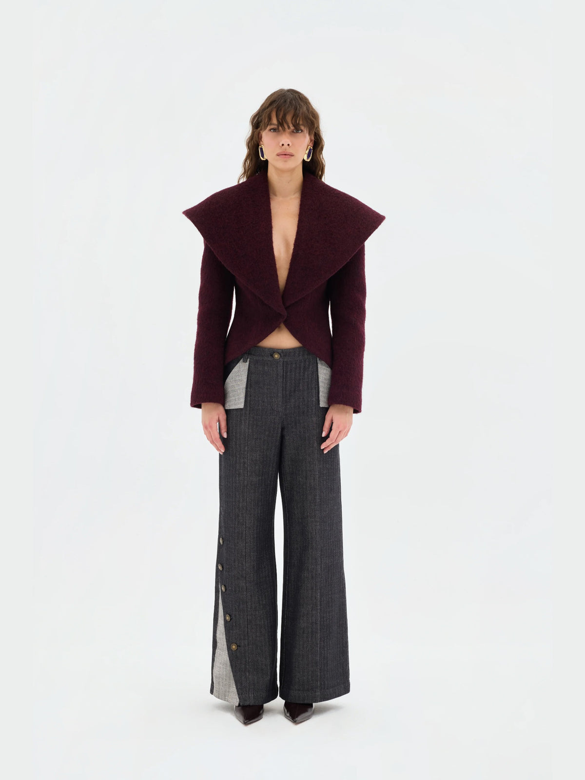 Alba Oversized Cape-Collar Wool Coat
