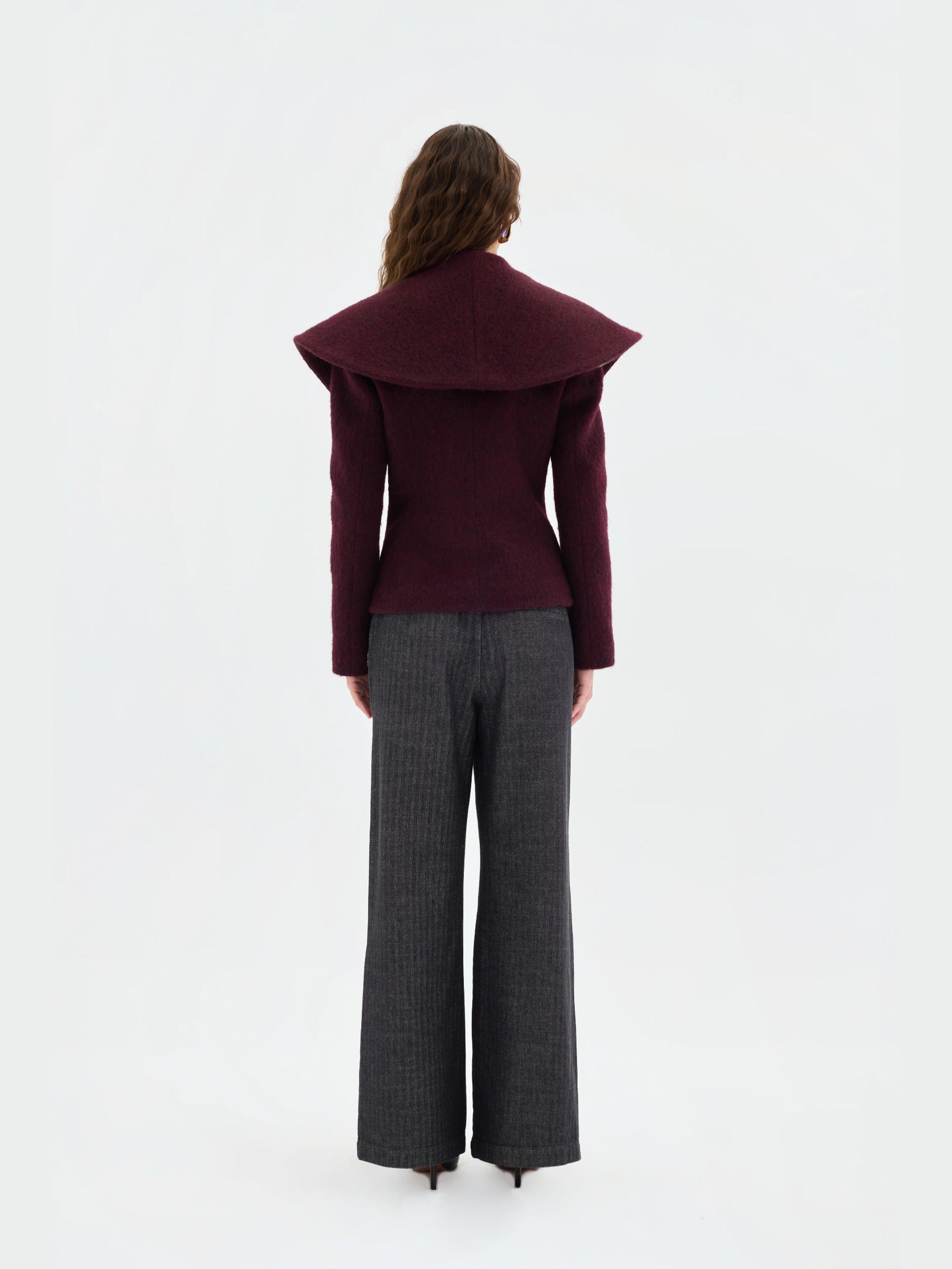 Alba Oversized Cape-Collar Wool Coat