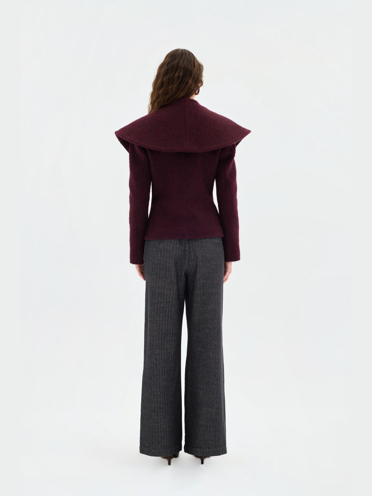 Alba Oversized Cape-Collar Wool Coat