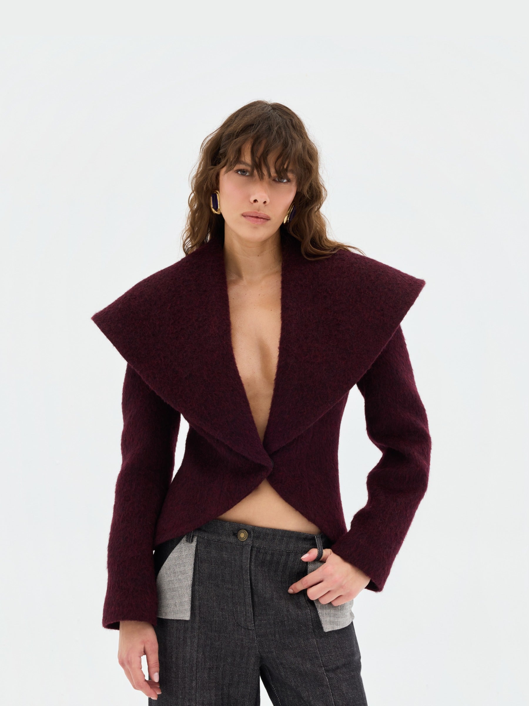 Alba Oversized Cape-Collar Wool Coat