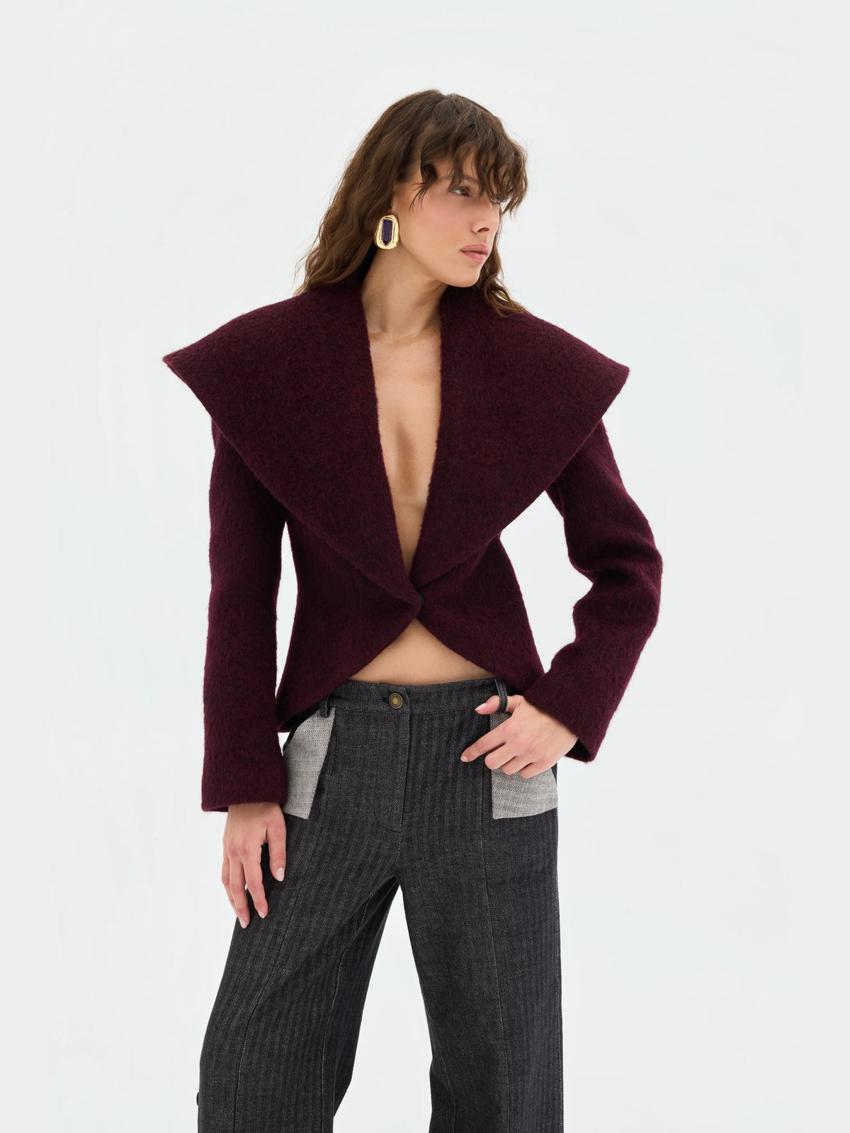 Alba Oversized Cape-Collar Wool Coat