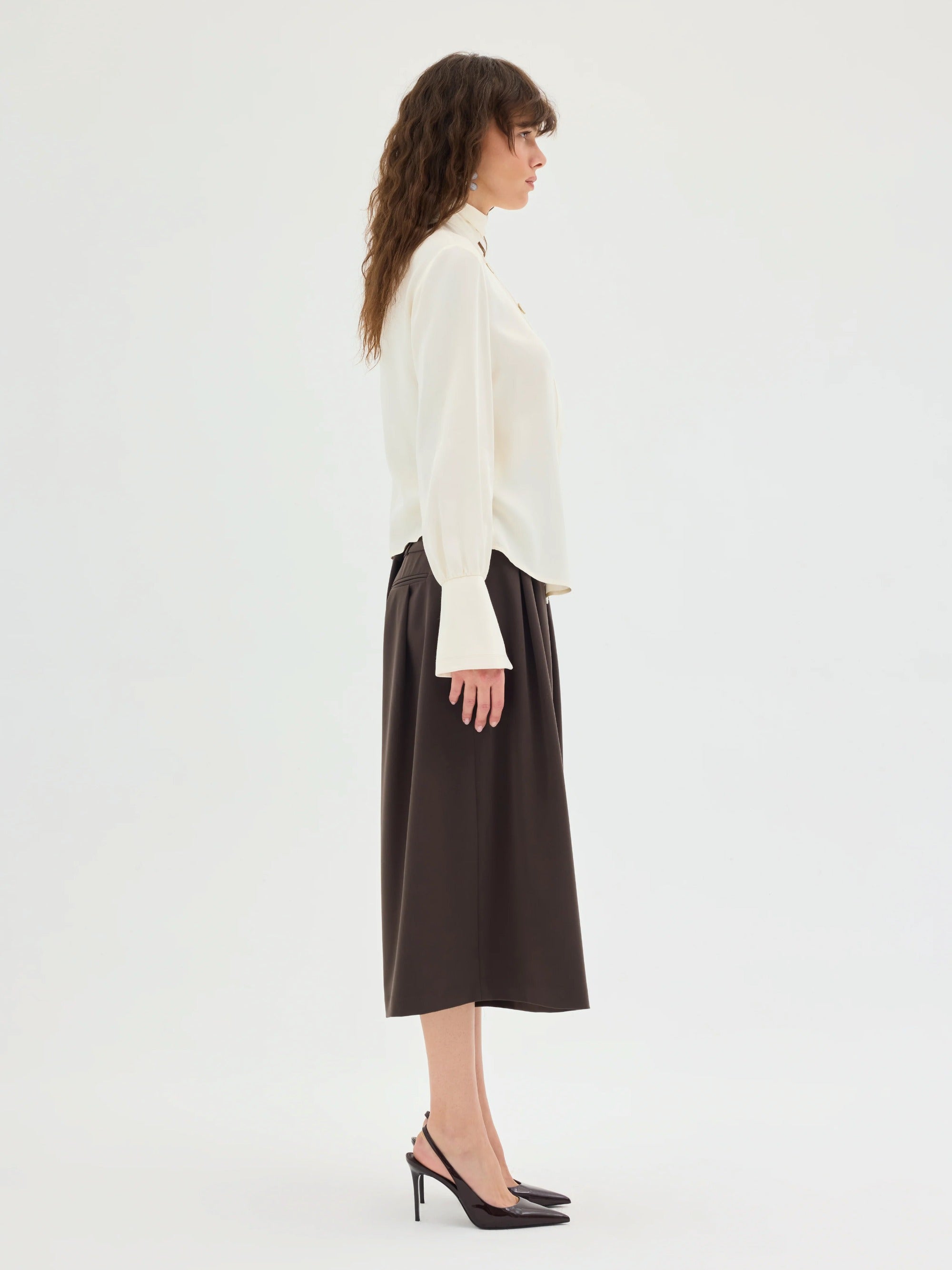 Amelie Scarf-Neck Buttoned Blouse