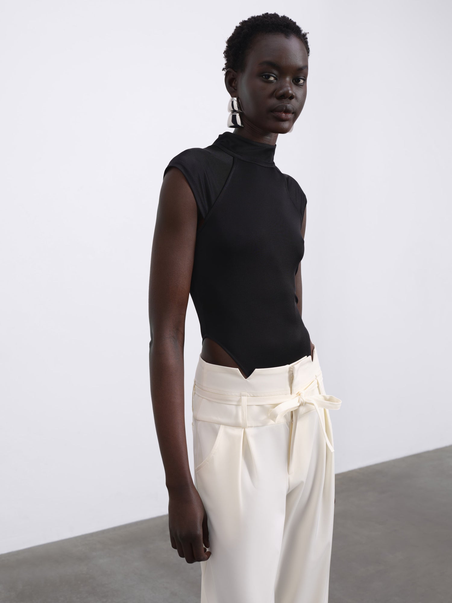 Arin High-Neck Bodysuit — Black