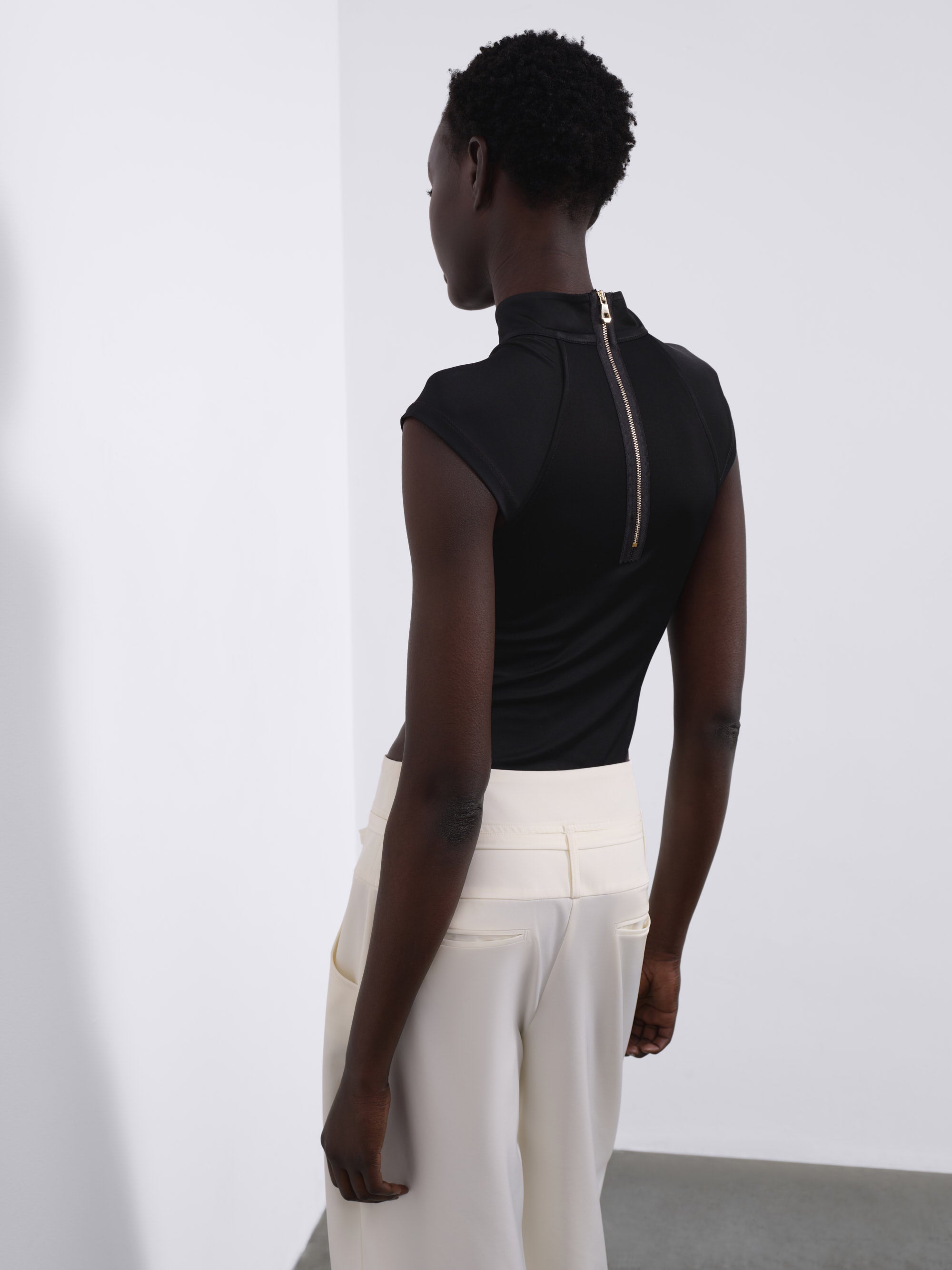 Arin High-Neck Bodysuit — Black