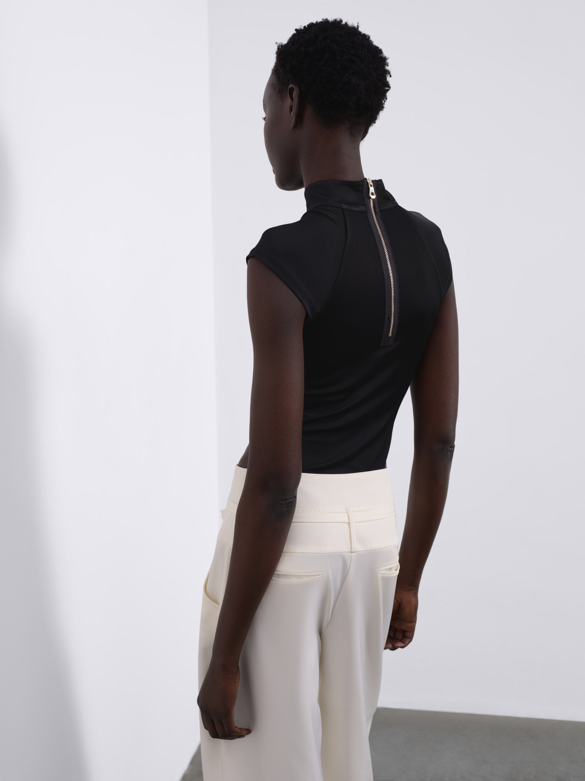 Arin High-Neck Bodysuit — Black