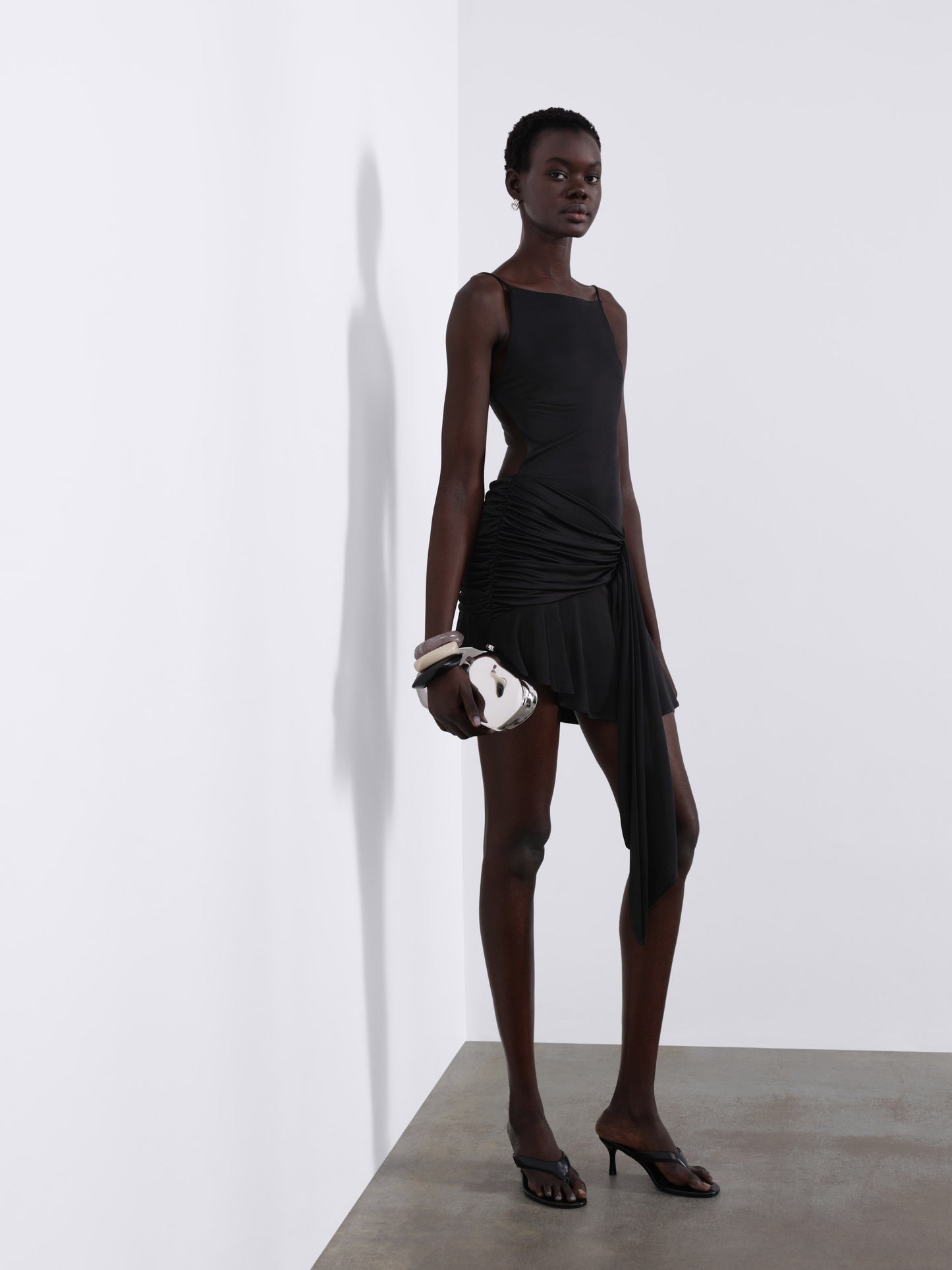 Aris Open-Back Draped Mini Dress