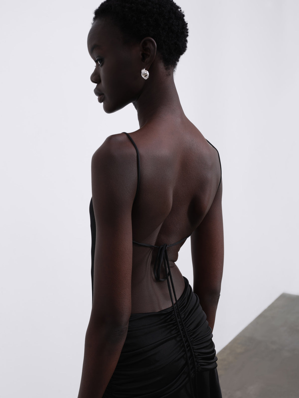 drape backless dress Short Black Aris Open-Back Draped Mini Dress – SÉLONE Winter Formal Niidor Adhesive Bra Strapless Color:Burnt Orange Cut in a flattering