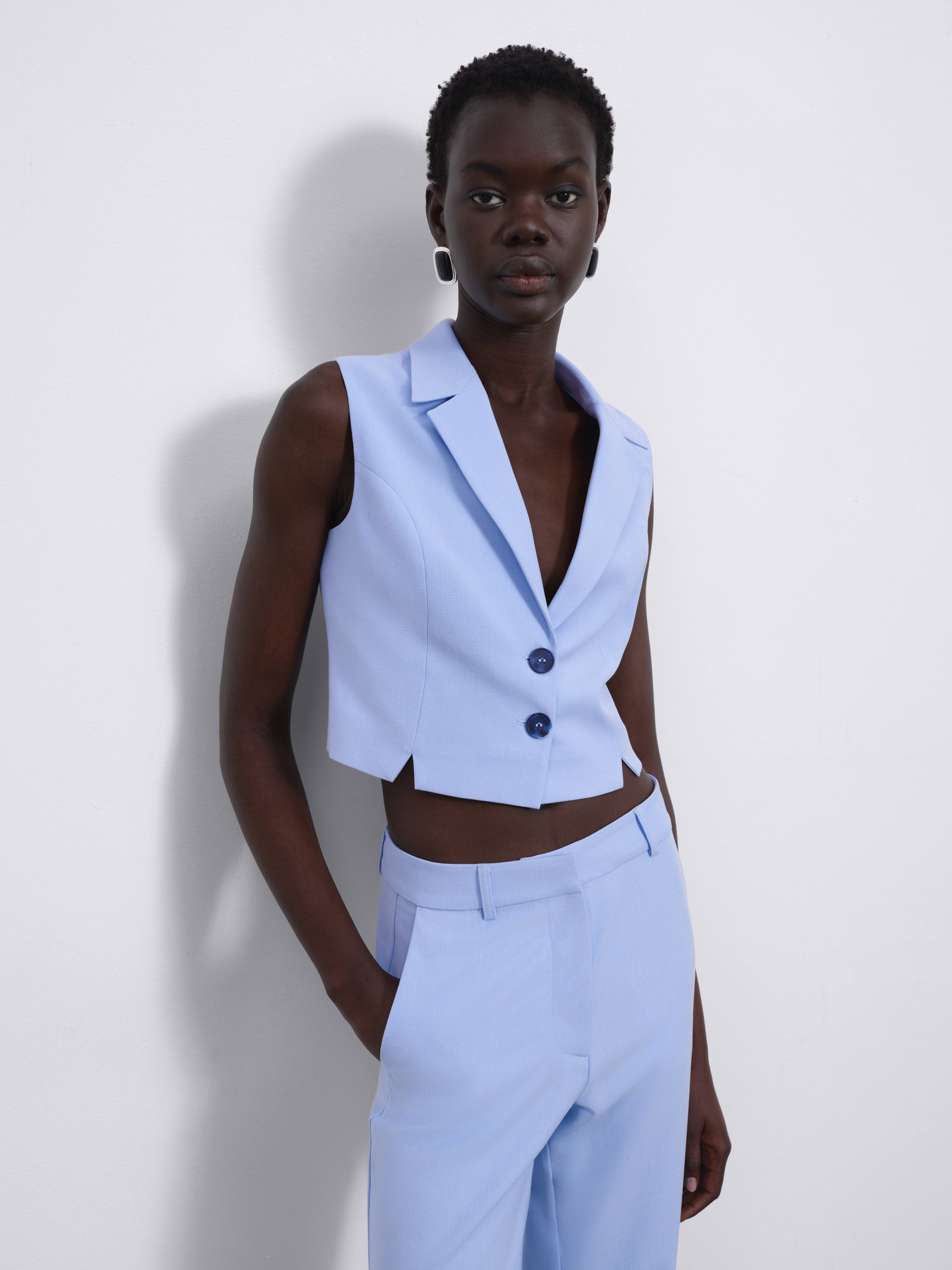 Aura Slit Detail Tailored Vest