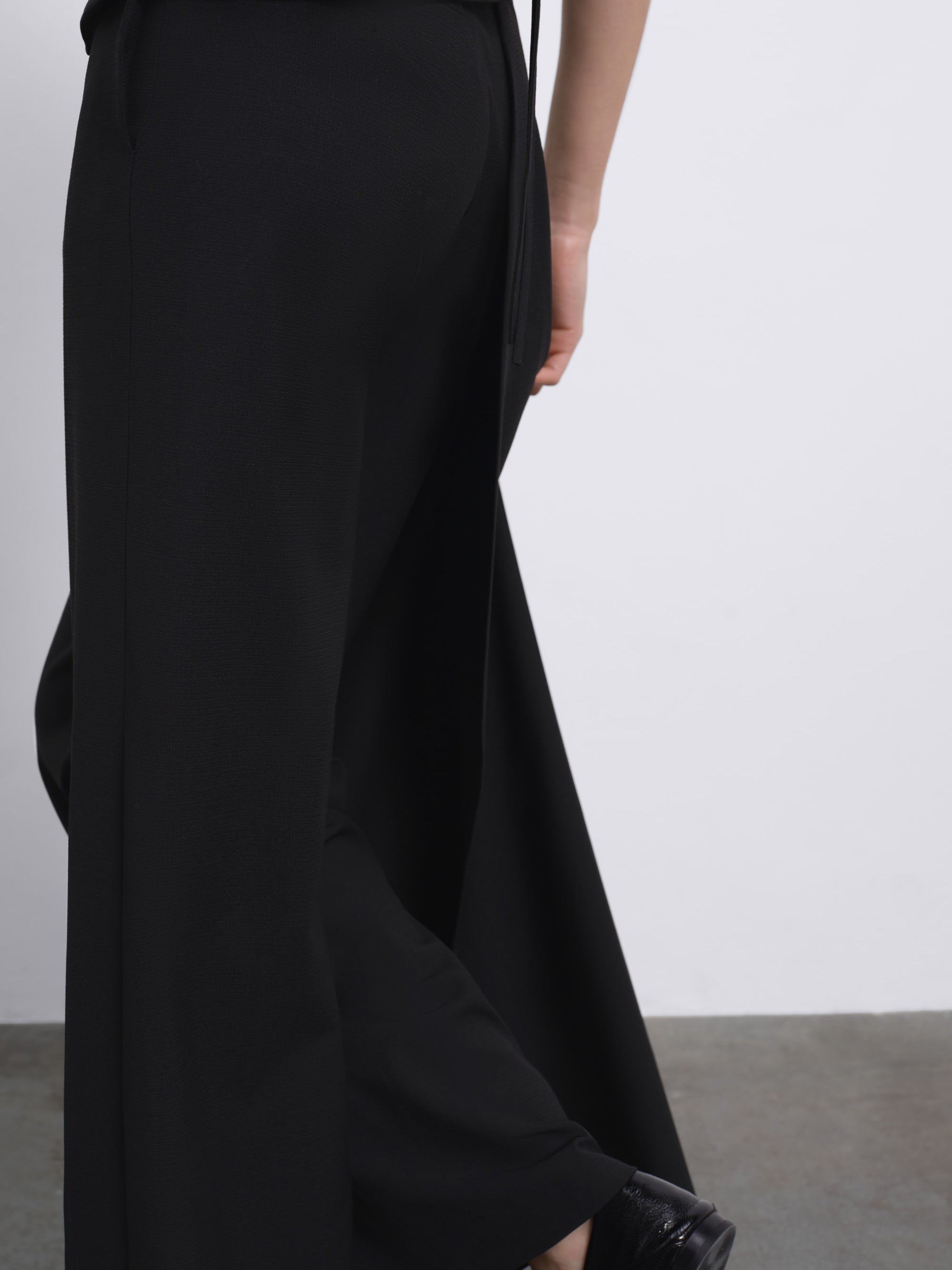 Calin Overlay Wide-Leg Trousers — Black