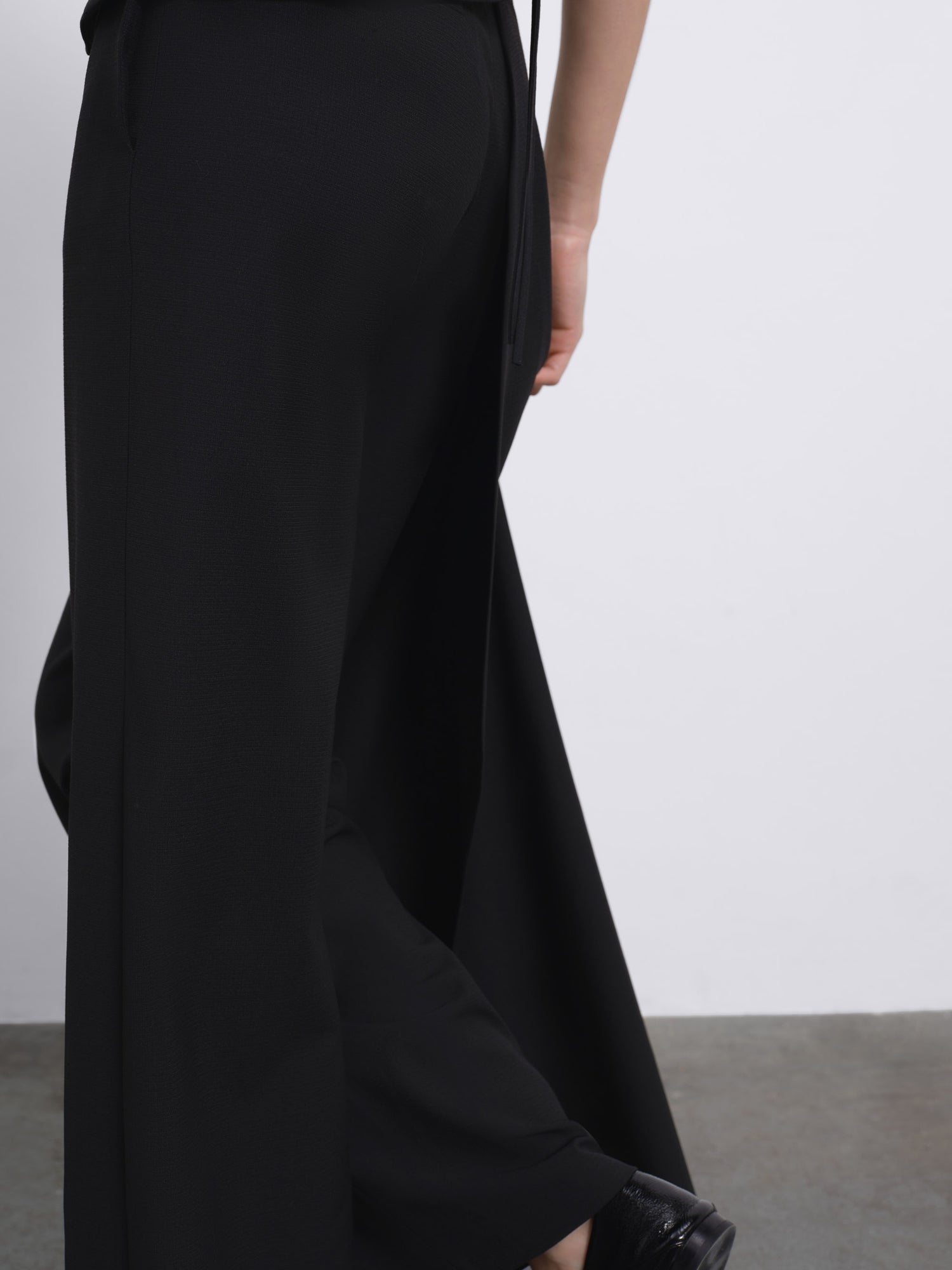 Calin Overlay Wide-Leg Trousers — Black