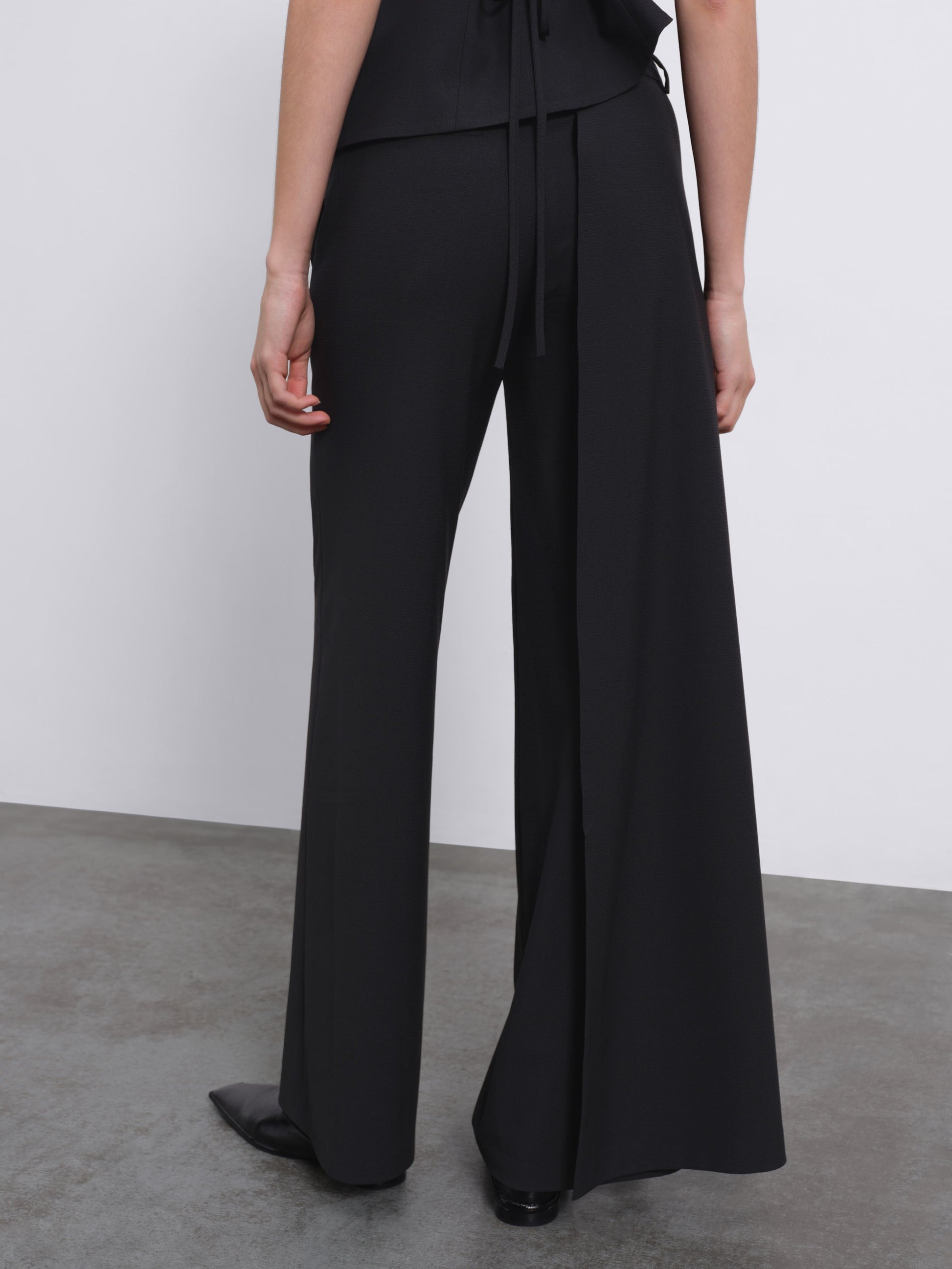 Calin Overlay Wide-Leg Trousers — Black
