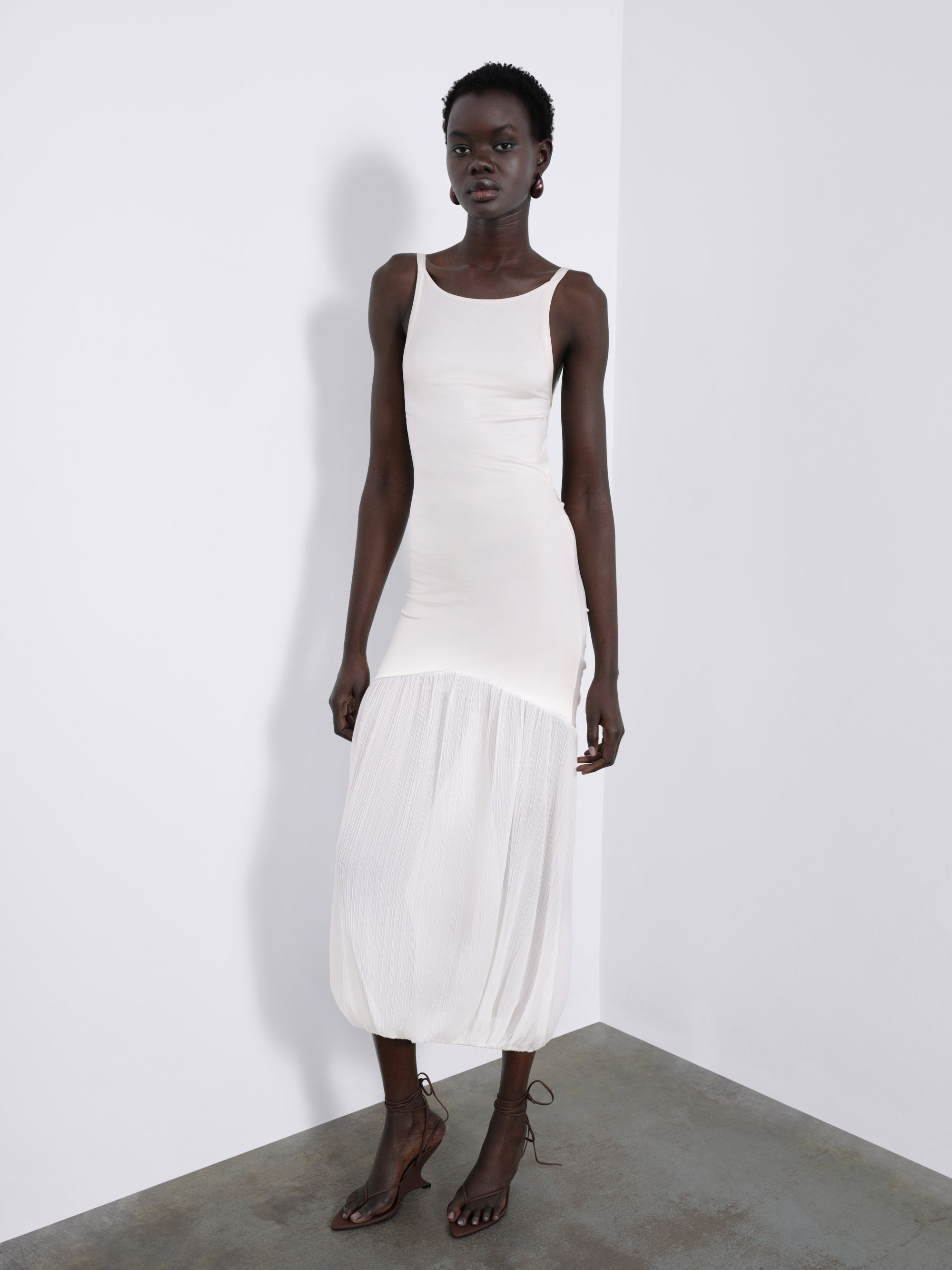 Celine Open-Back Pleated Balloon Dress