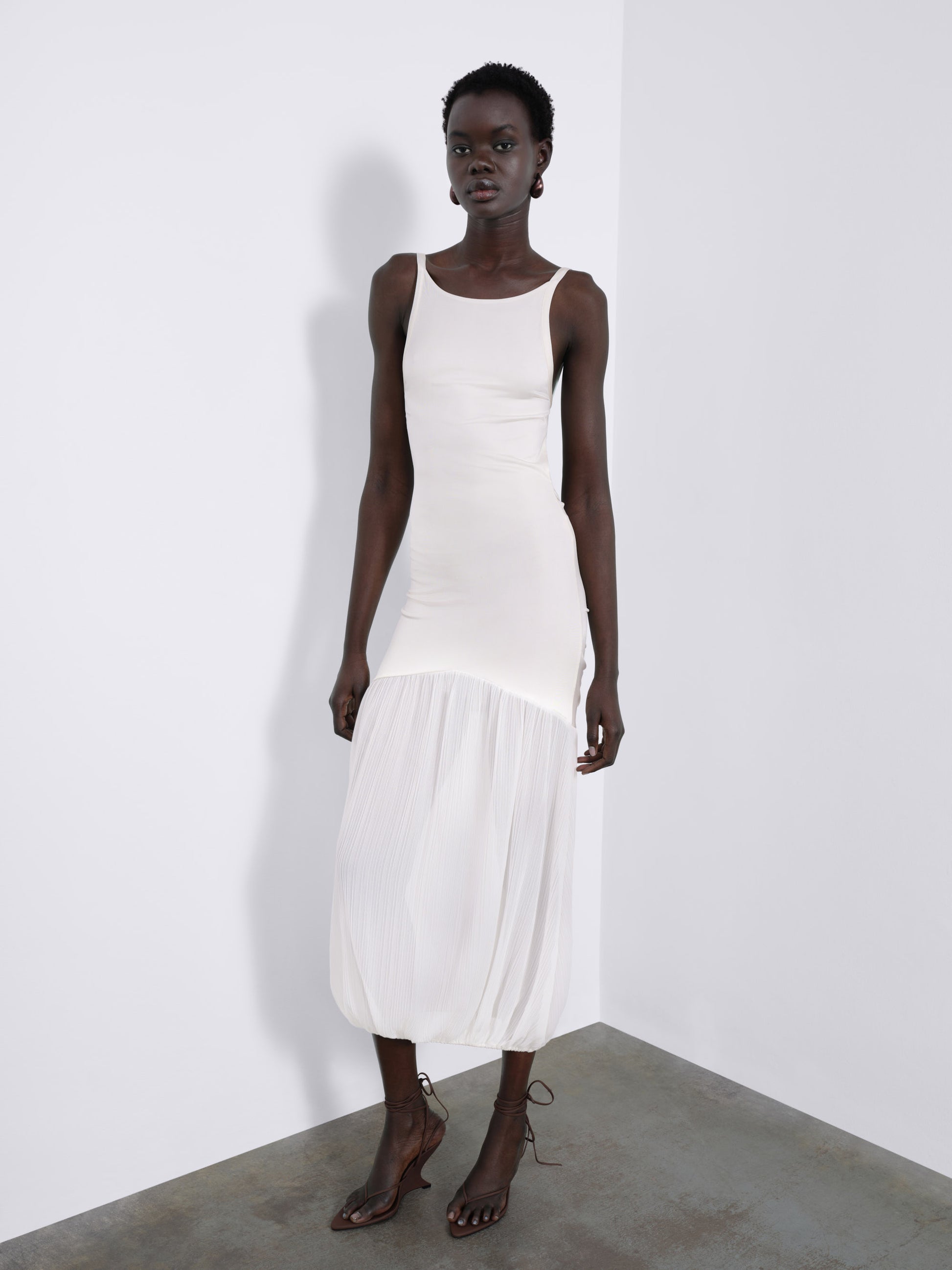 Celine Open-Back Pleated Balloon Dress