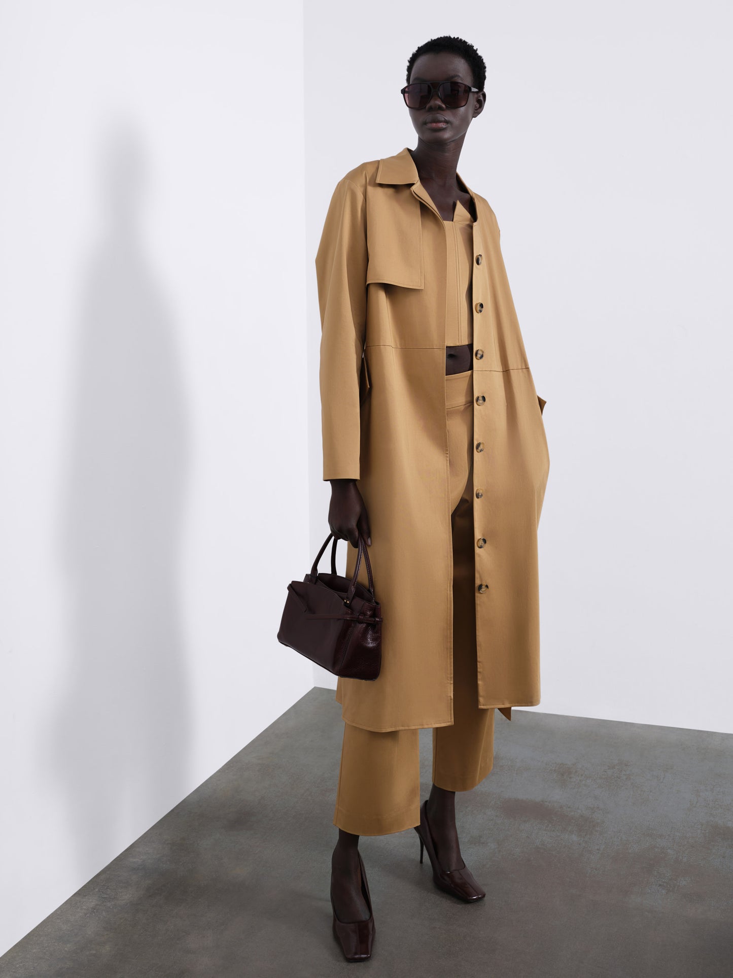Colette Maxi Trench with Folded Pocket — Warm Camel