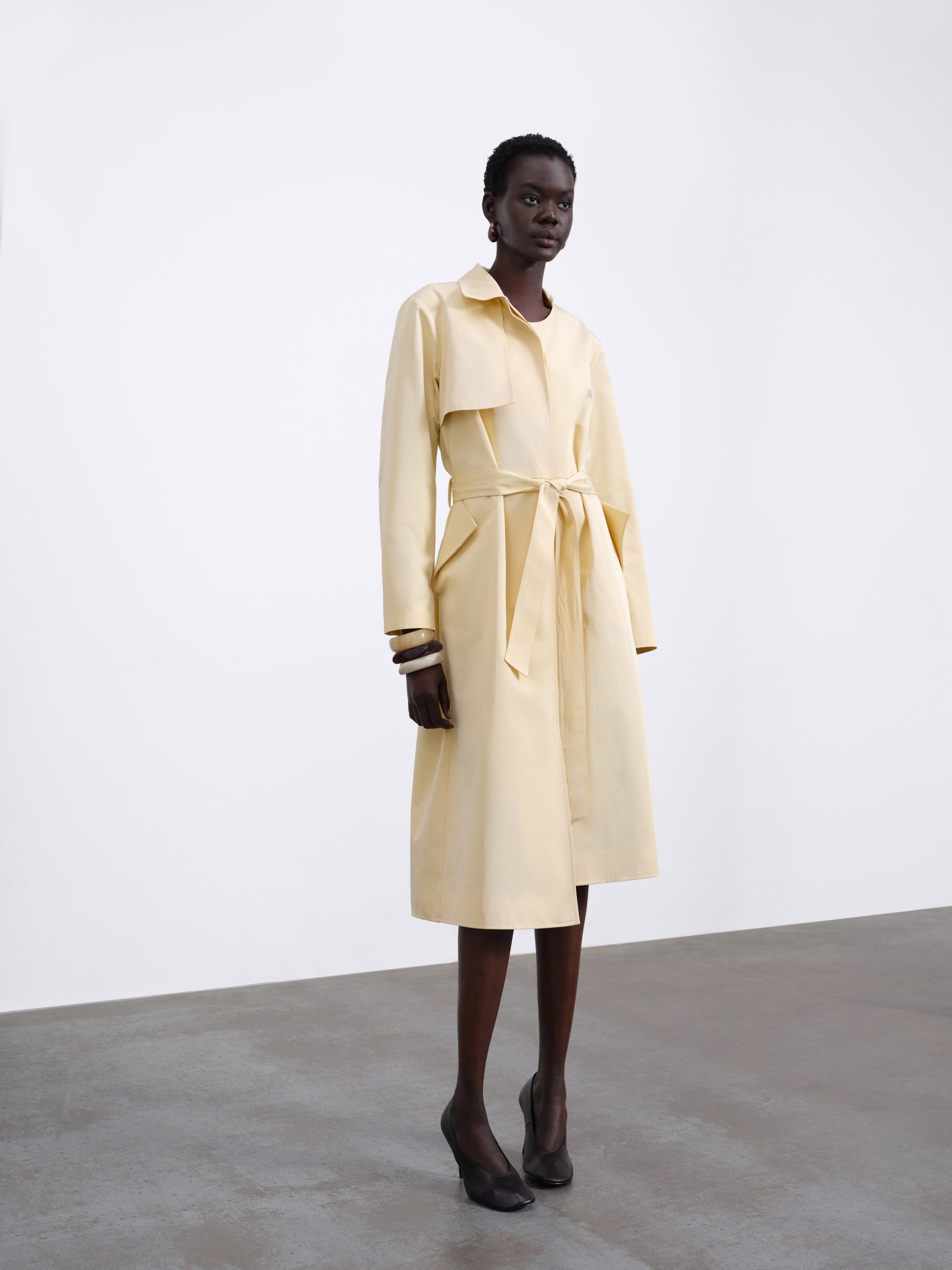 Colette Maxi Trench with Folded Pocket — Butter Yellow