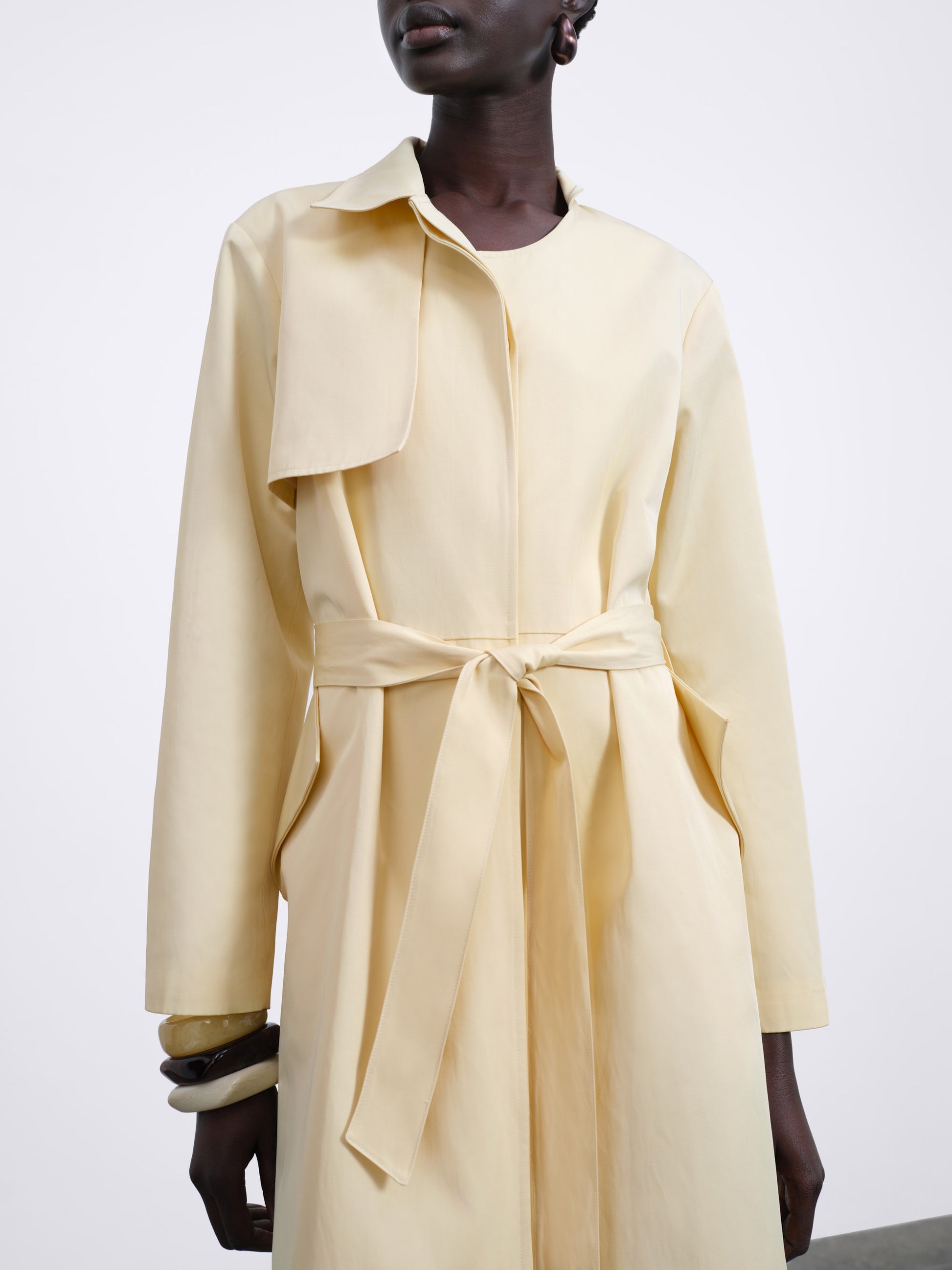 Colette Maxi Trench with Folded Pocket — Butter Yellow