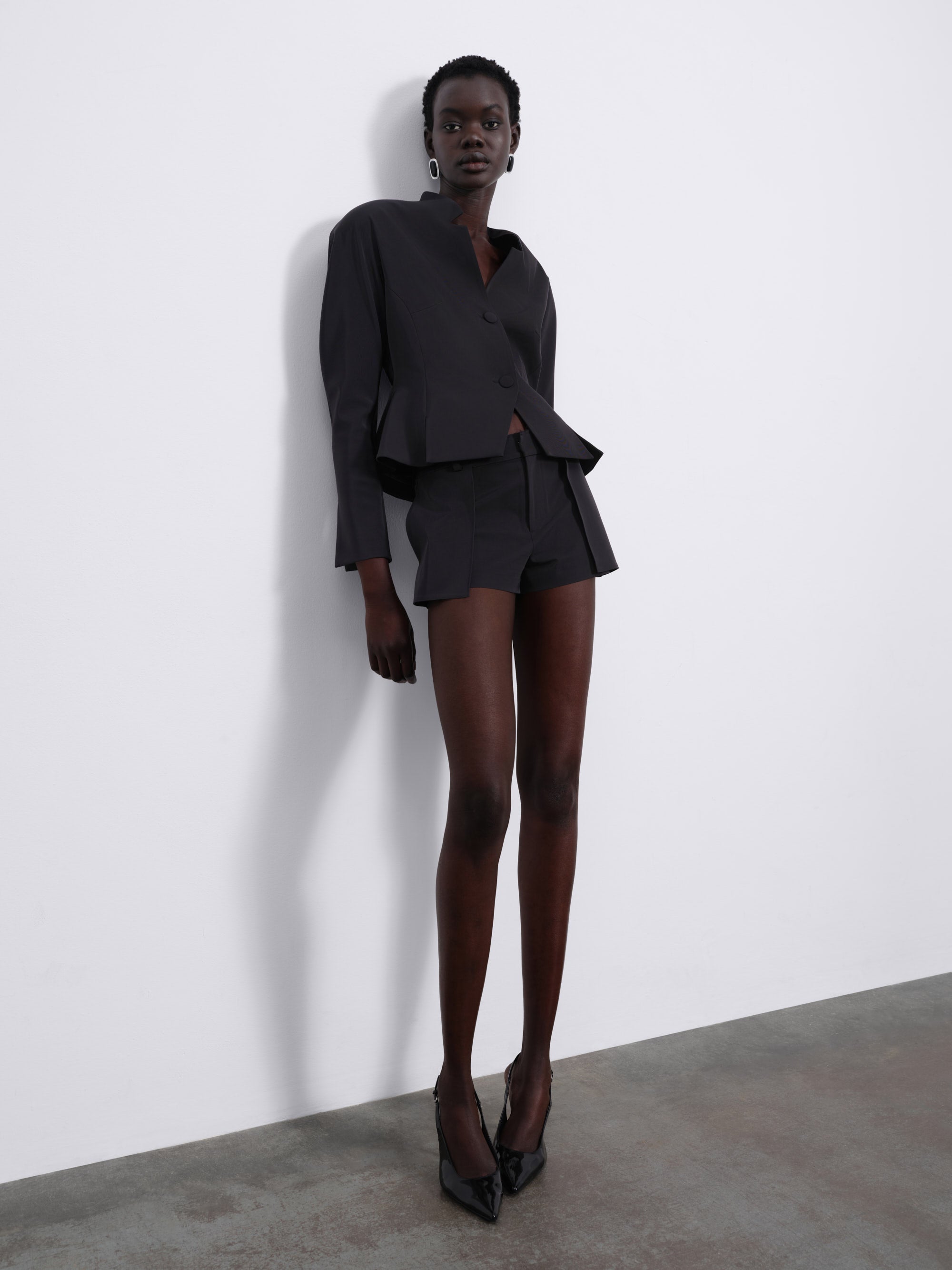Elen Double Layer Panel Shorts — Black