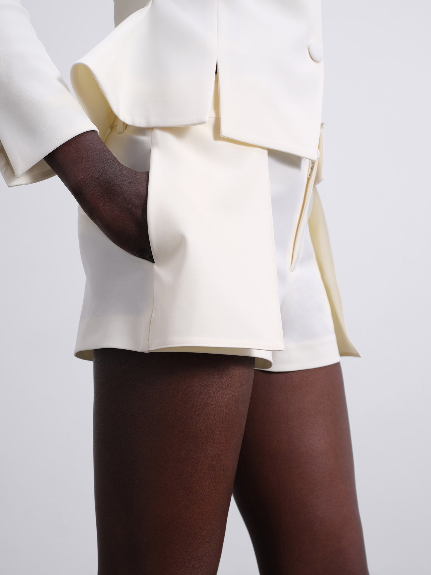 Elen Double Layer Panel Shorts — Cream