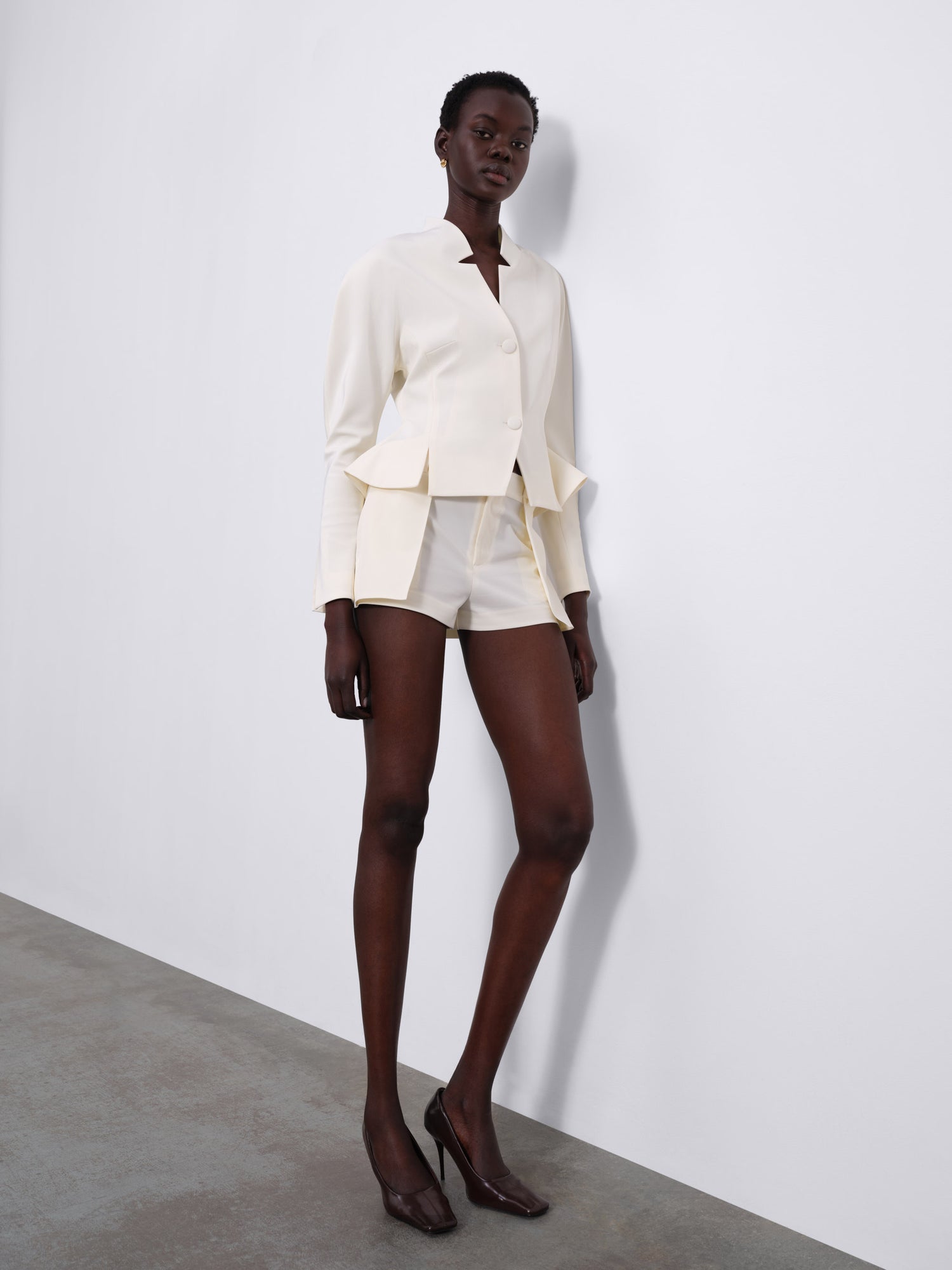 Elen Double Layer Panel Shorts — Cream
