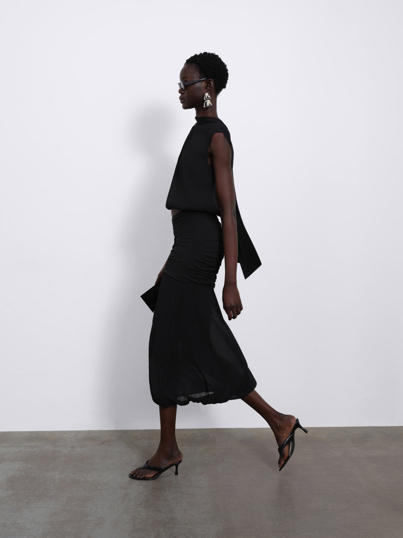 Ellen Pleated Baloon Maxi Skirt — Black