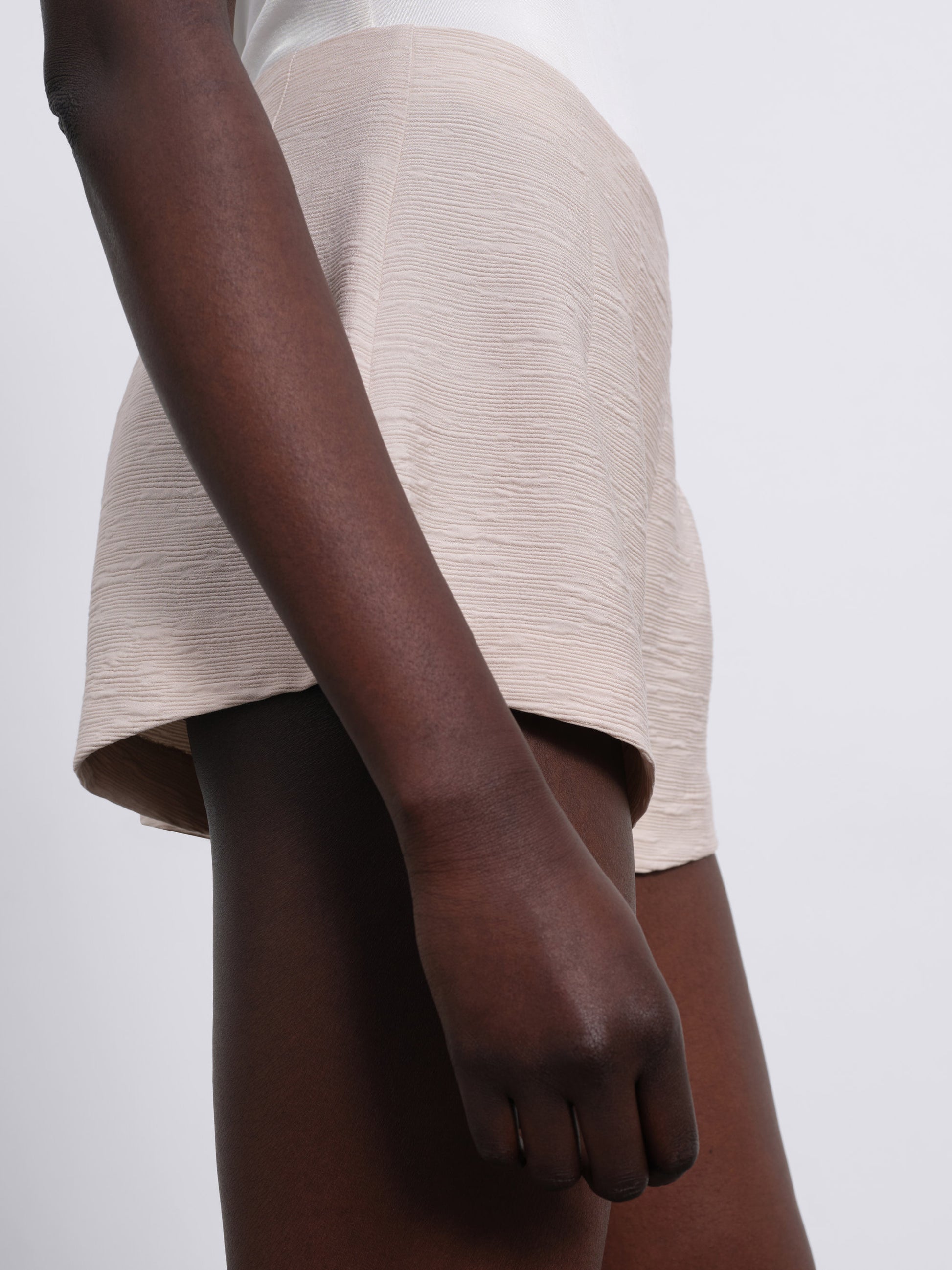 Helia Textured Wrap Tailored Blazer — Stone