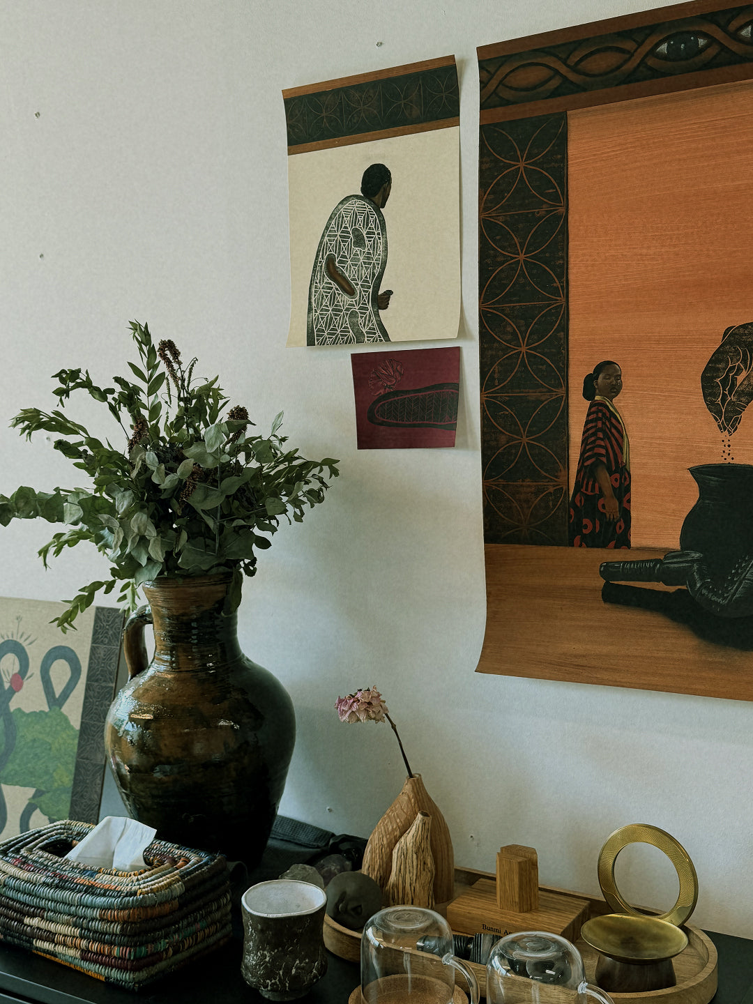 Bunmi Agusto's studio, with her paintings on the wall