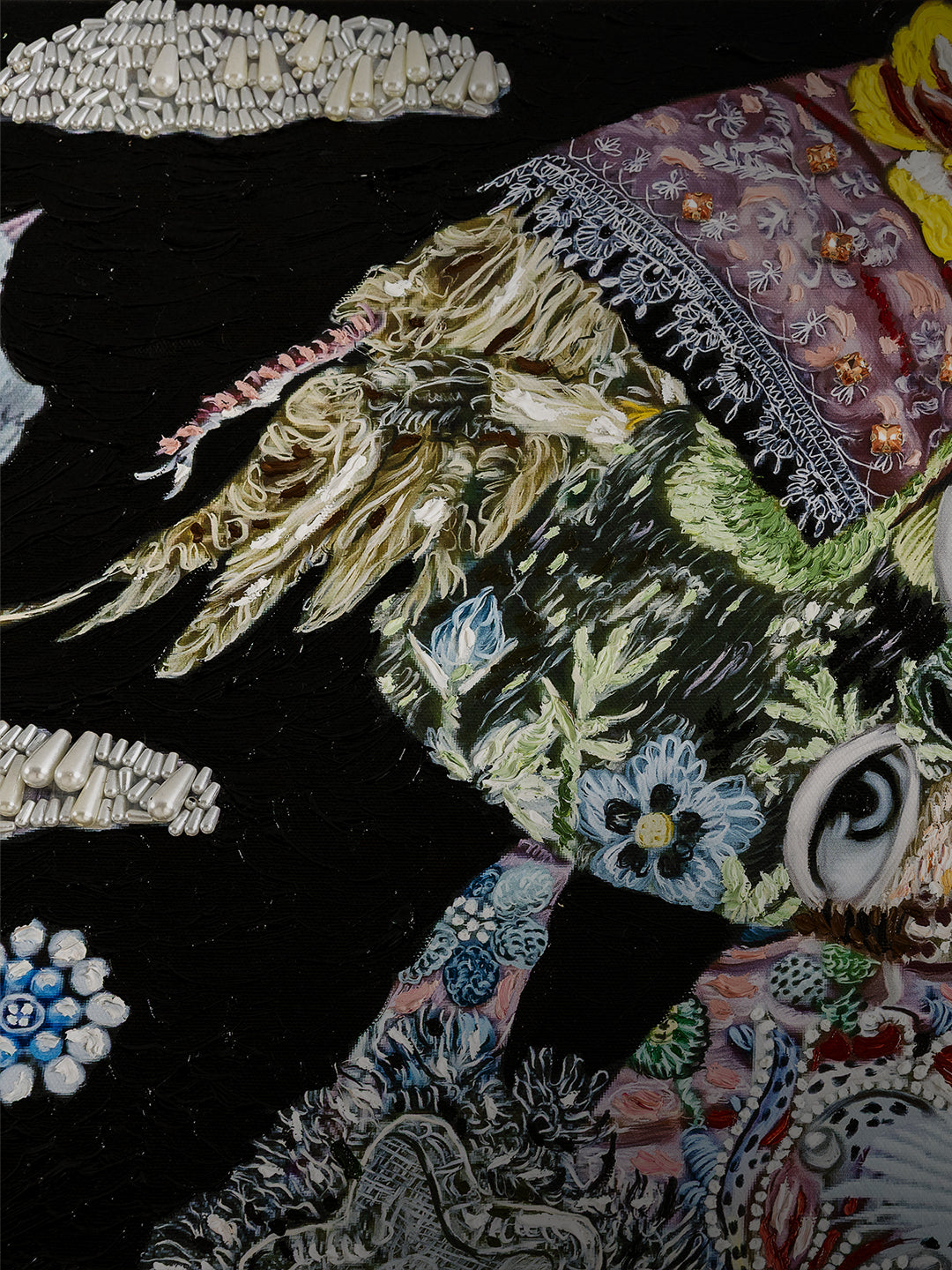Detail of one of Lal Batman's layered works
