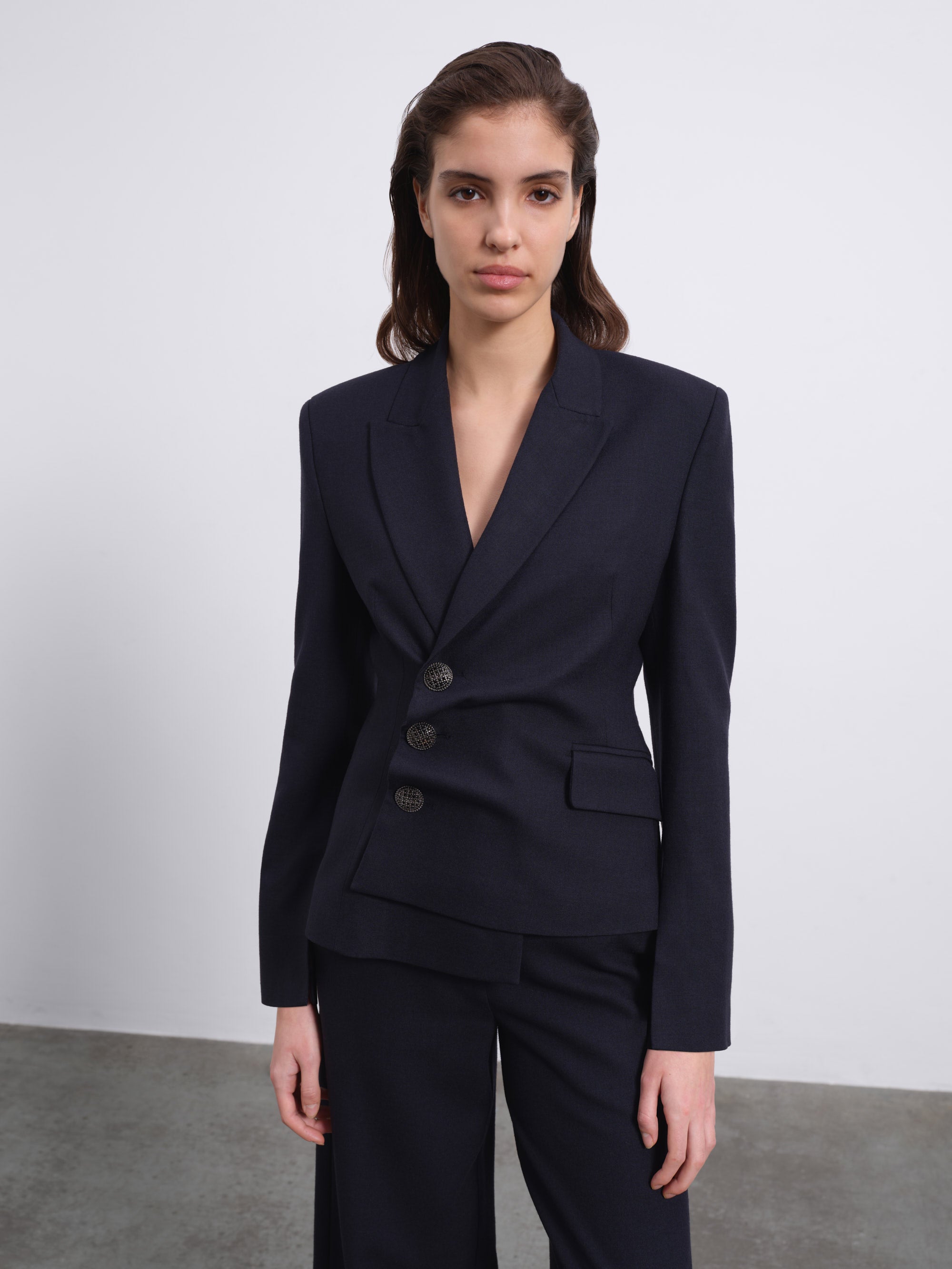 Maren Asymmetric Tailored Wool Blazer