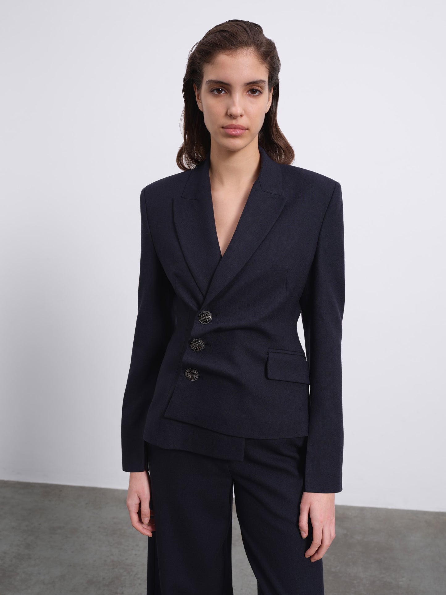 Maren Asymmetric Tailored Wool Blazer